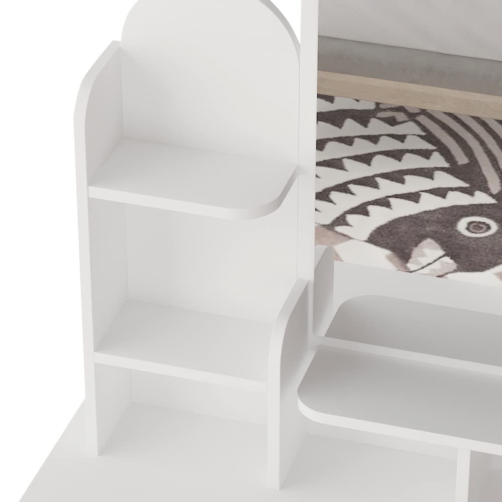 White Vanity Table Set with Mirror & Drawers for Girls & Women - Perfect for Makeup & Dressing