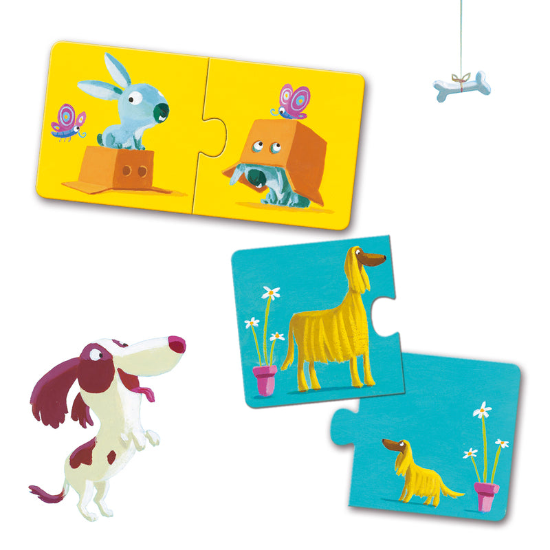 Duo Opposites 24-Piece Toddler Puzzle by Djeco - Educational Matching Game for Preschool Learning & Early Childhood Development