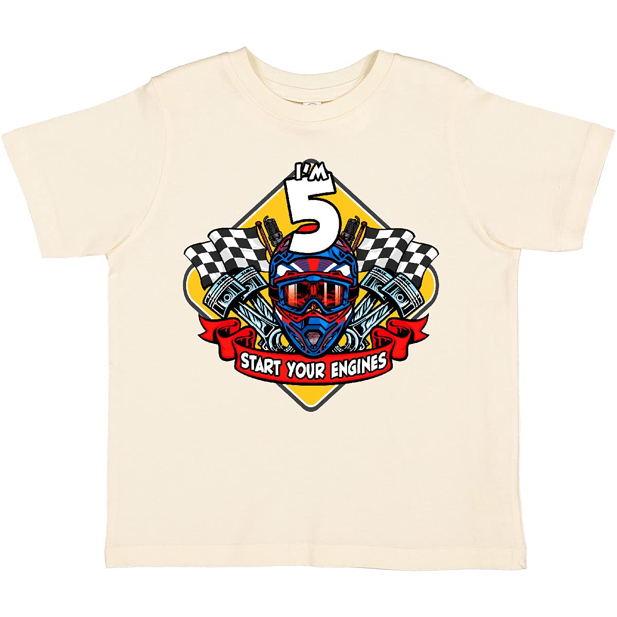 Inktastic Race Car 5th Birthday Toddler T-Shirt - Cute Boys' Racing Themed Tee for Birthday Party & Playtime