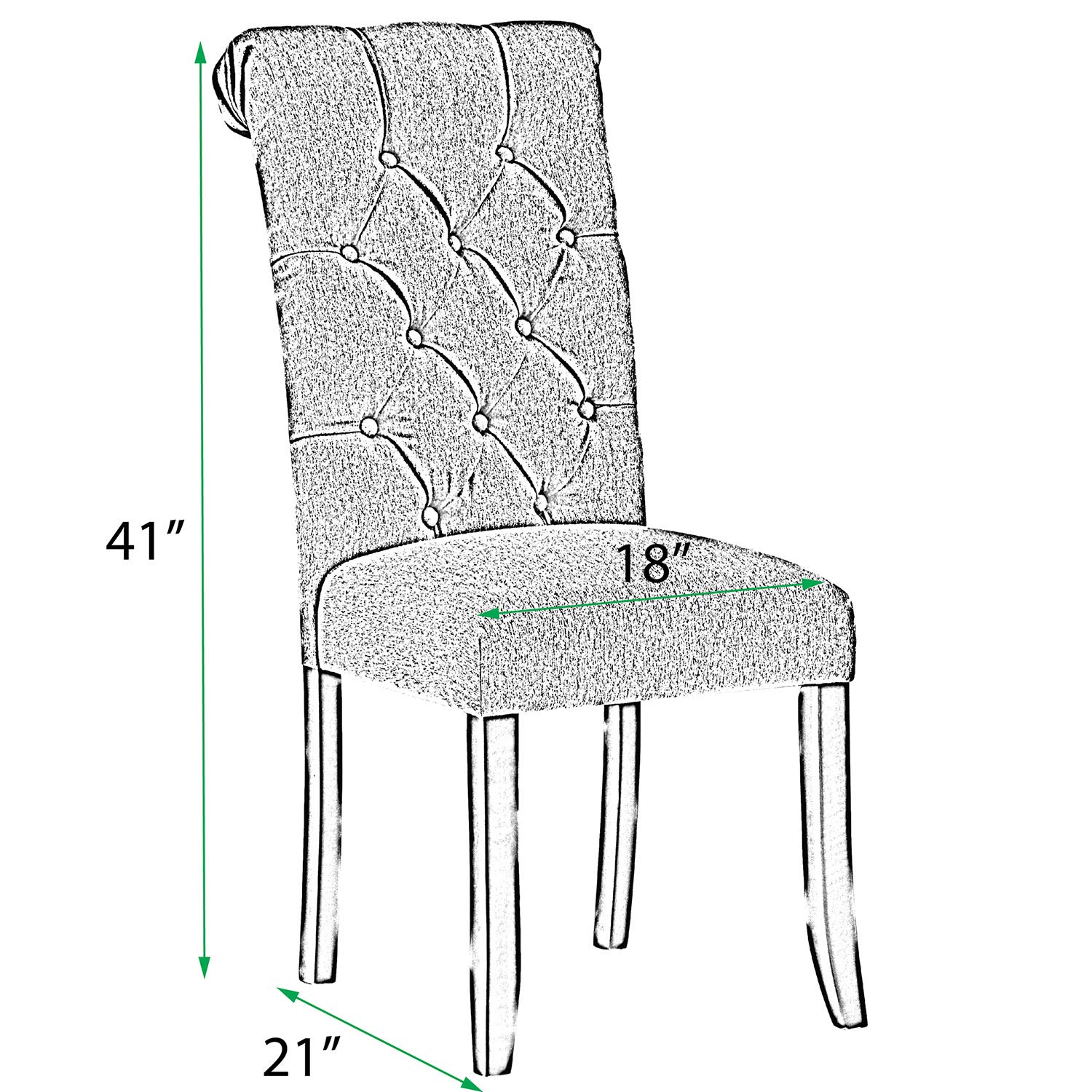 LZ LEISURE ZONE Navy Blue Tufted Upholstered Dining Chairs Set of 2 - Armless Accent Chairs for Dining Room, Kitchen, Living Room & Home Decor