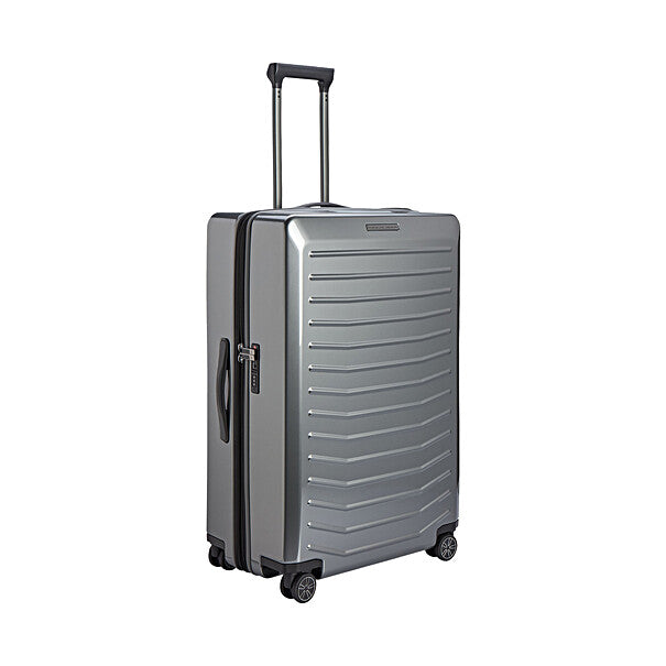 Porsche Roadster Hardcase Luggage - Large Gray Metallic Trolley Suitcase for Travel & Business Trips