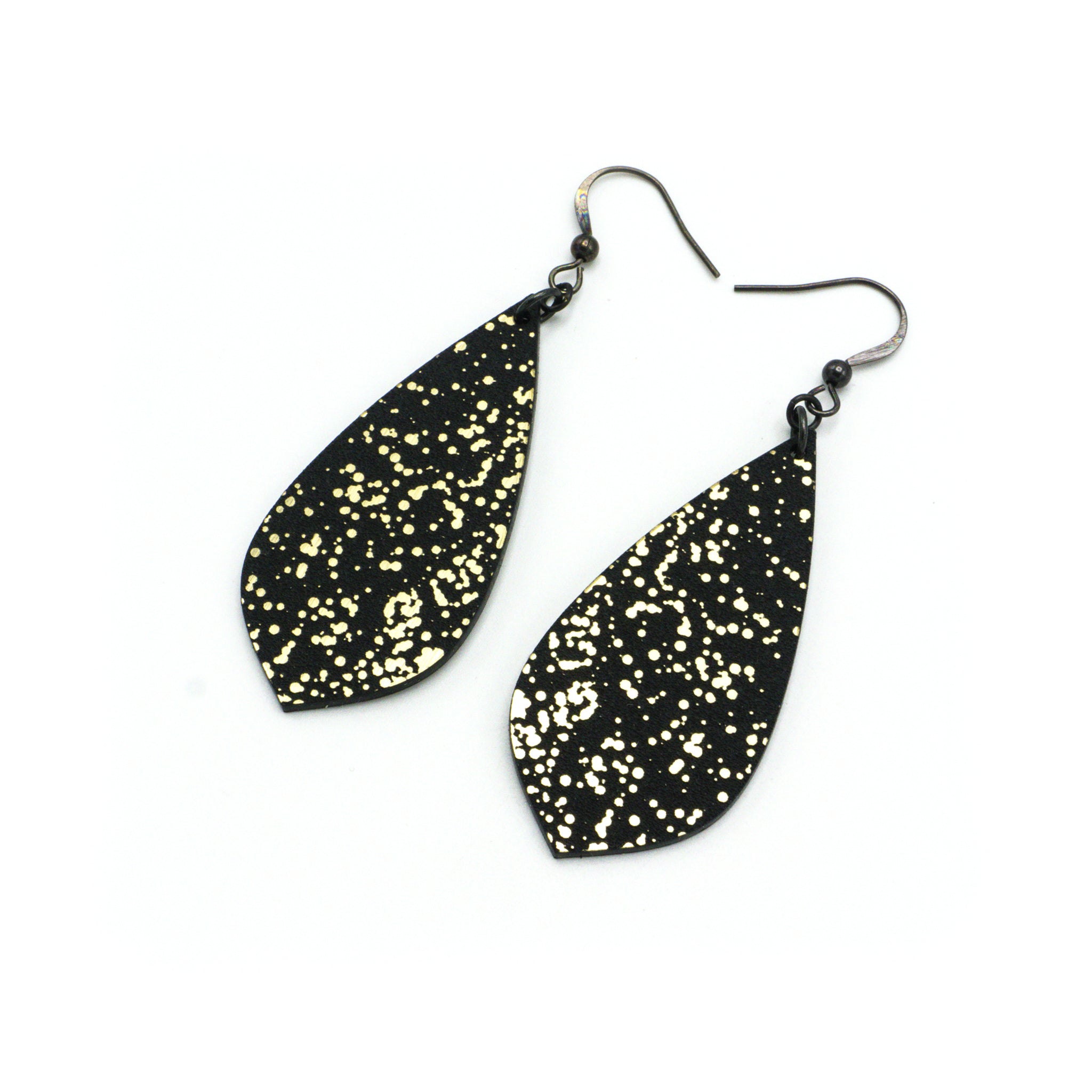 Acrylic Earrings Brushed Gold & Black - Stylish Gem Point [02R] Dangle Earrings for Women | Perfect for Parties, Weddings & Everyday Wear