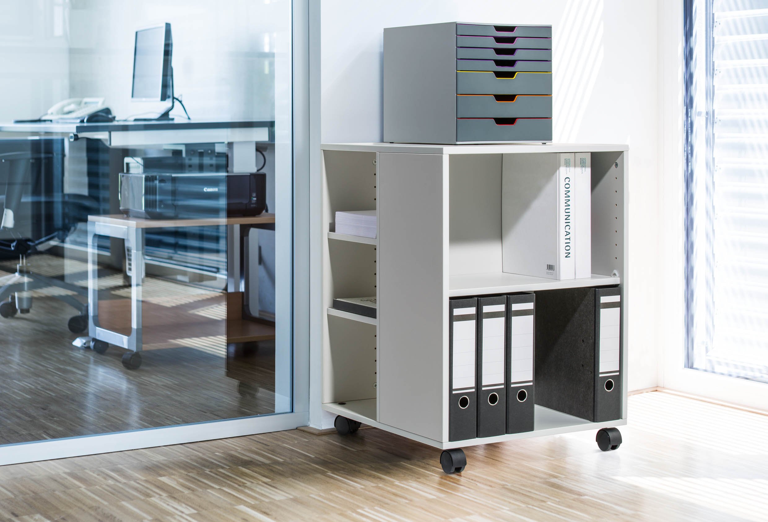 Durable 3-Tier Rolling Utility Cart - Flexible Multi-Functional Mobile Storage Organizer for Office, Books & Supplies | Gray Office Cart for Shelving, Cube Storage & Workspace Organization