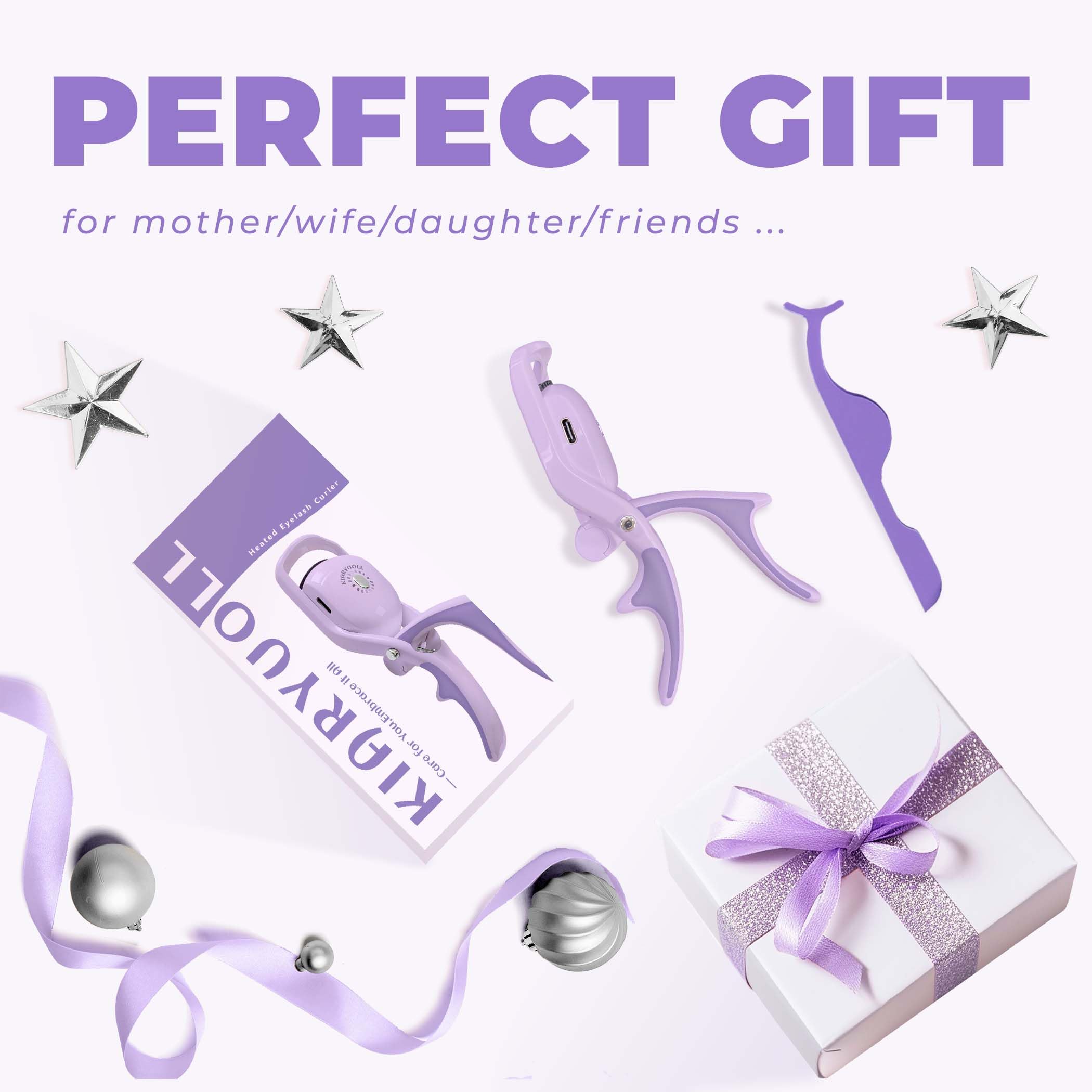Professional Electric Heated Eyelash Curler Kit - Rechargeable Battery Powered Lash Lifter with Hot Lash Therapy for All Eye Types | Perfect for Daily Makeup, Salon Use & Travel | Purple Plastic Beauty Tool