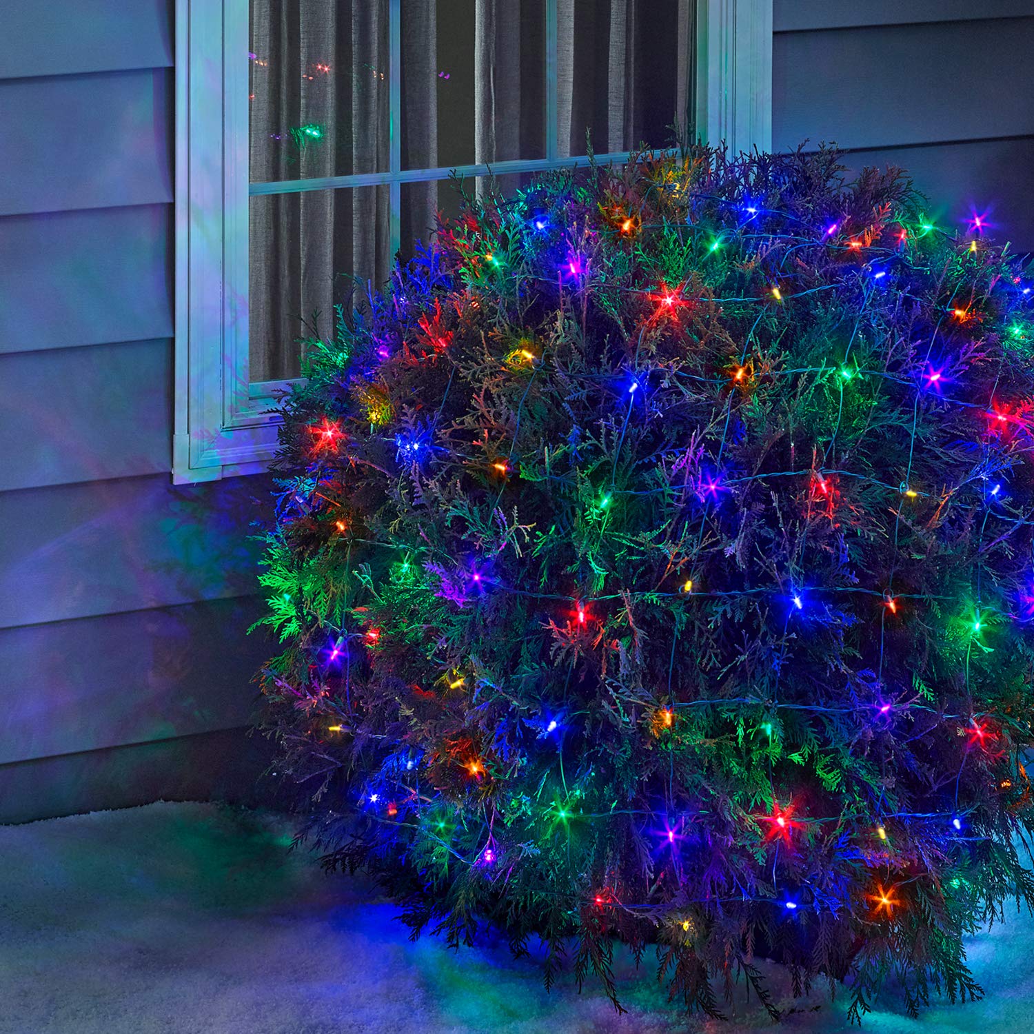 Philips 150 LED Multicolor Faceted Mini Net Lights on Green Wire - UL Listed Indoor/Outdoor Christmas String Lights (6' x 4' Coverage) - Perfect for Holiday Decorations, Patio Lighting, and Garden Party Decor