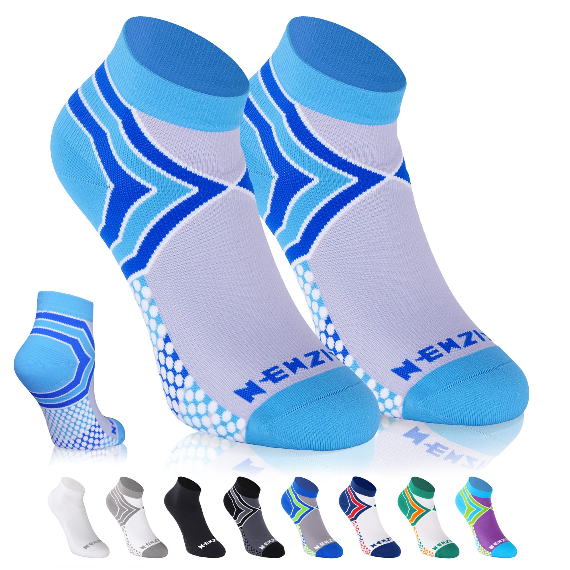 NEWZILL Ankle Compression Socks for Men & Women - Breathable Cushioned Running Socks with Arch Support & Pain Relief - Ideal for Marathon, Hiking, Travel & Recovery
