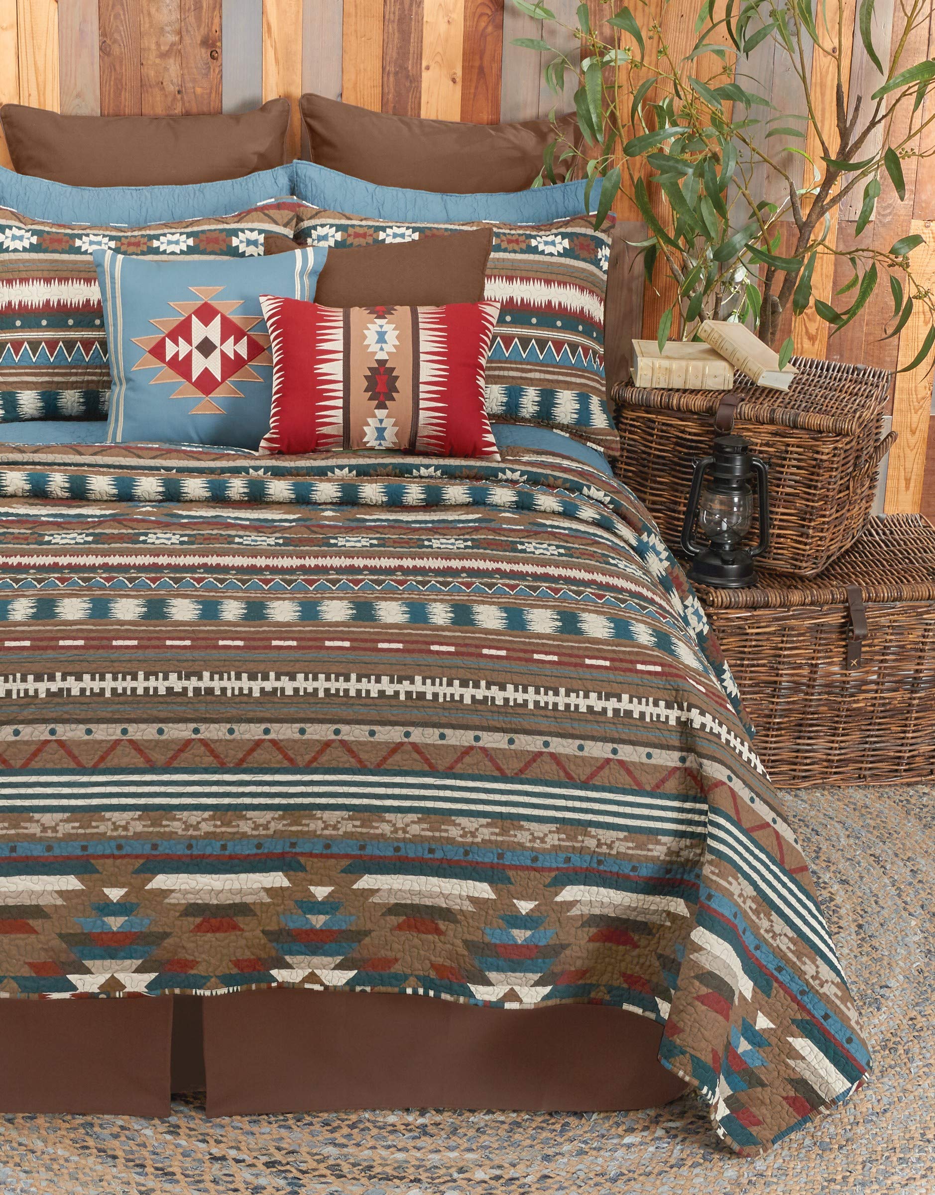 C&F Home Wyatt Full/Queen Cotton Quilt Set - Reversible Geometric Bedspread with Shams, All-Season 3-Piece Bedding in Brown | Perfect for Master Bedrooms, Guest Rooms & Cozy Home Decor