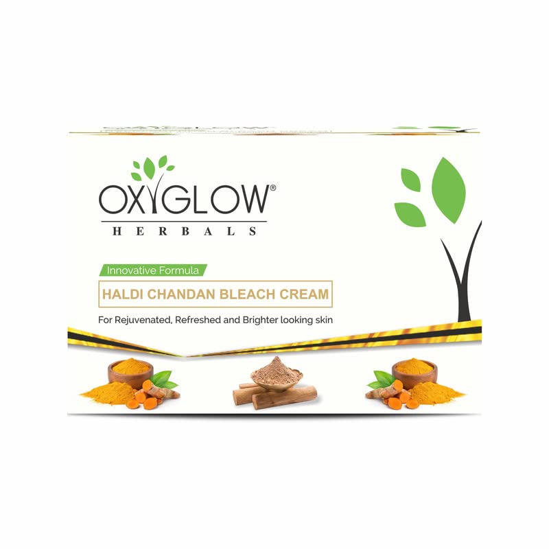 OxyGlow Herbals Haldi Chandan Bleach Cream with Sandalwood | Deeply Cleanses Pores & Evens Skin Tone | Brightens & Lightens Skin | Best Face Bleach for Women | Perfect for Pre-Party Glow & Daily Skincare Routine