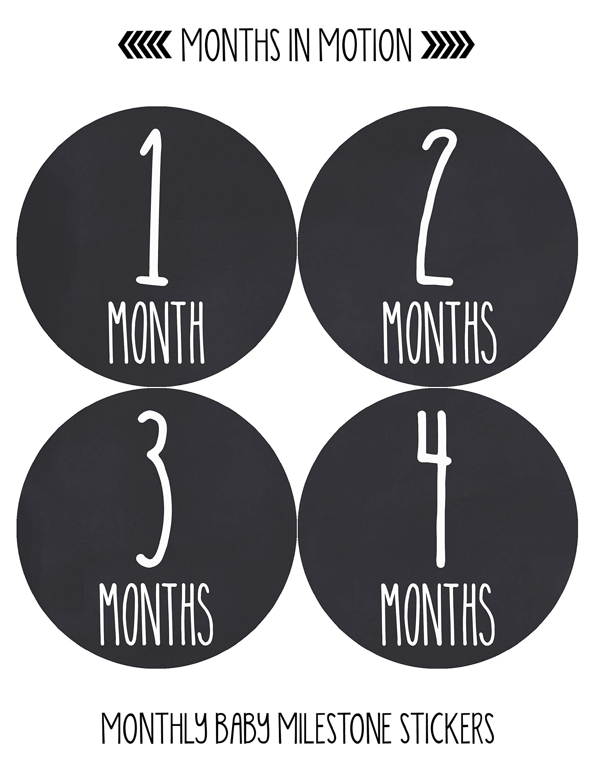 Baby Monthly Milestone Stickers Set of 24 - Gender Neutral Newborn Growth Tracking Stickers for Boys & Girls - Perfect for Baby Photo Shoots, Scrapbooking & First Year Memory Books