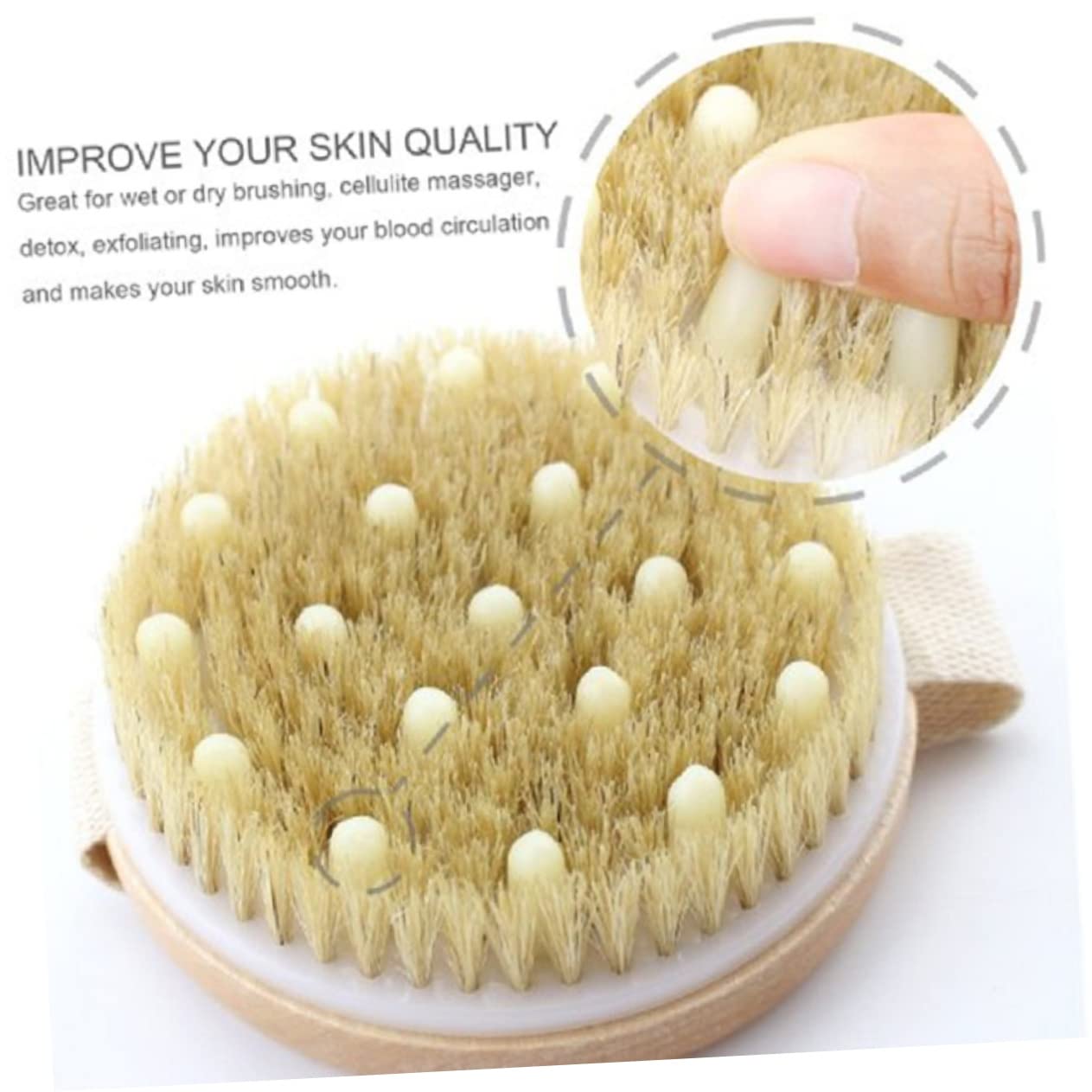 Exfoliating Wooden Body Brush with Medium Bristles for Feet & Legs - Cabilock Massage Bath Brush for Smooth Skin & Relaxation - Perfect for Shower, Spa & Home Use