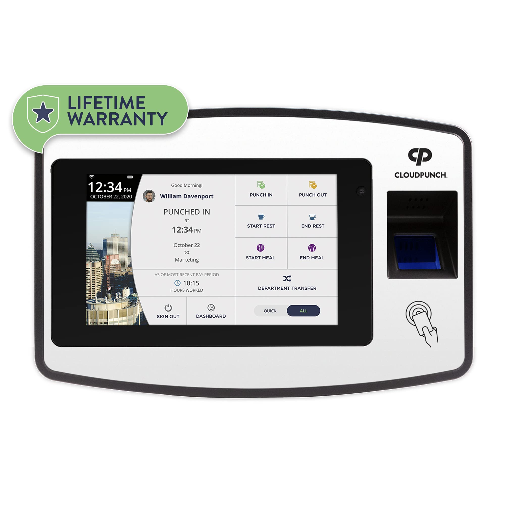 Acroprint CloudPunch Employee Time Clock System - Biometric Fingerprint & Proximity Card Reader with PIN Punching for Small Businesses | Perfect for Office Attendance Tracking & Workforce Management