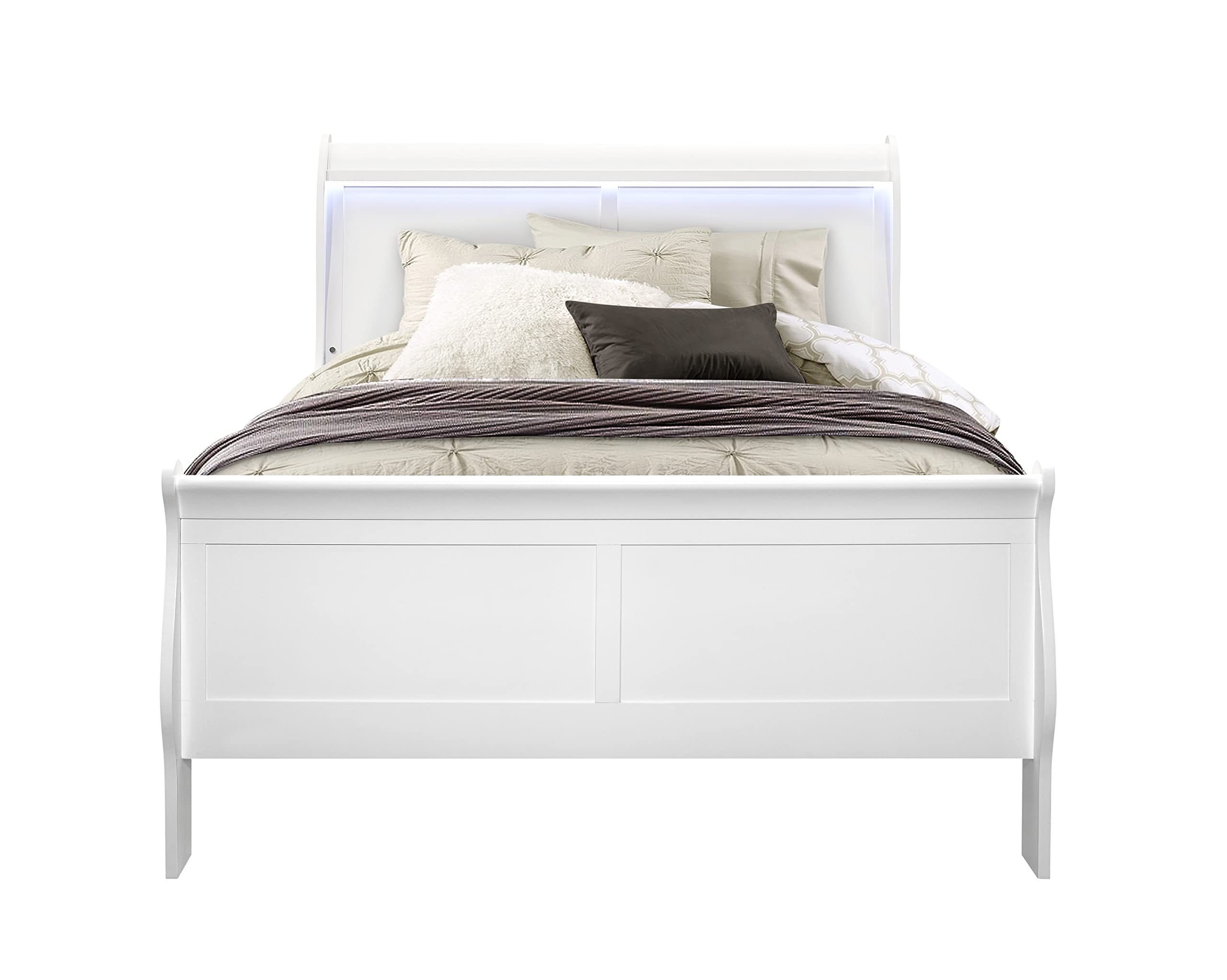 Global Furniture USA Charlie White Full Bed Frame - Modern Wooden Bed for Bedroom, Guest Room & Dorm - Easy Assembly & Sturdy Support
