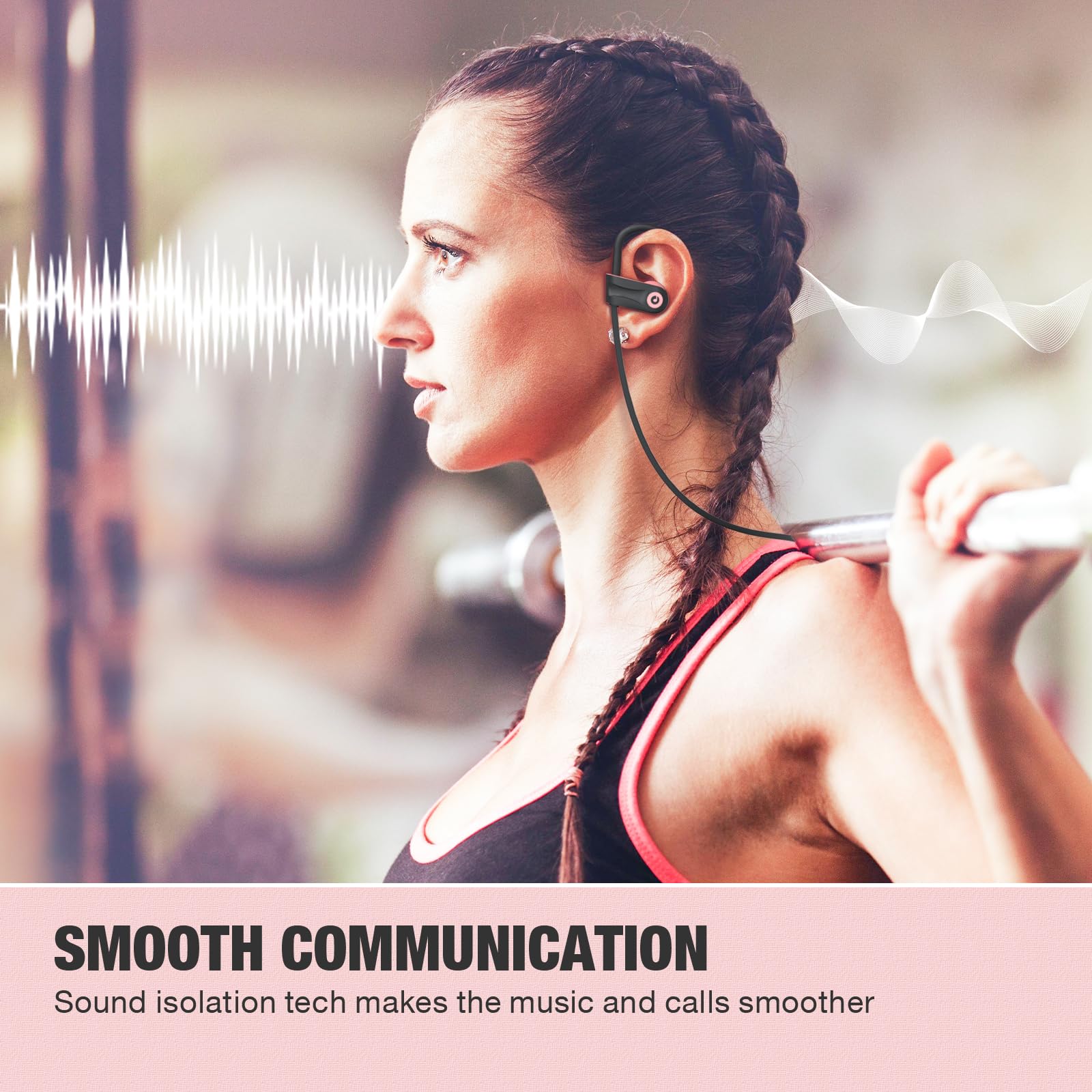 Boean Bluetooth 5.3 Wireless Earbuds - 16H Playtime, HD Deep Bass, IPX7 Waterproof, Noise Cancelling Headphones for Running, Gym & Workout | Sports & Travel Headset
