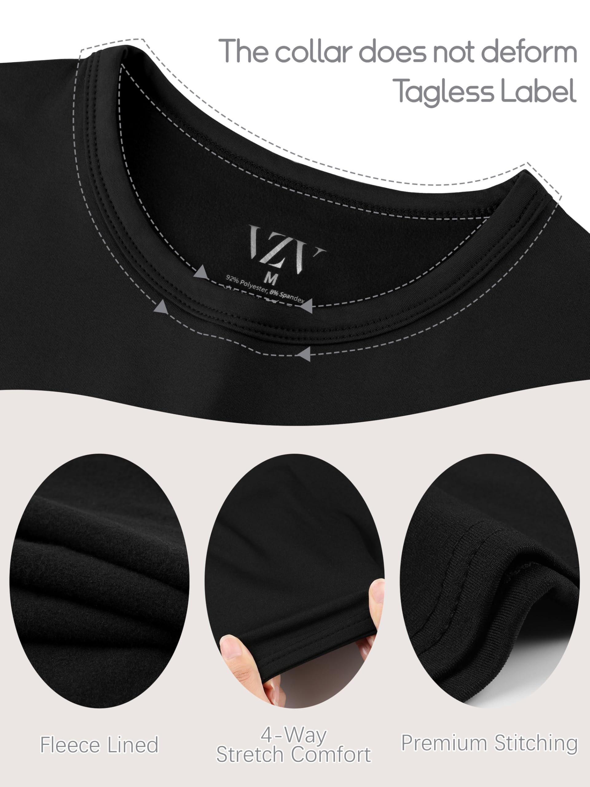 VZV 3-Pack Girls' Thermal Underwear Set - Fleece Lined Winter Base Layer & Long Johns for Kids - Warm Cold Weather Outfits for Snow Play, Skiing & Outdoor Activities
