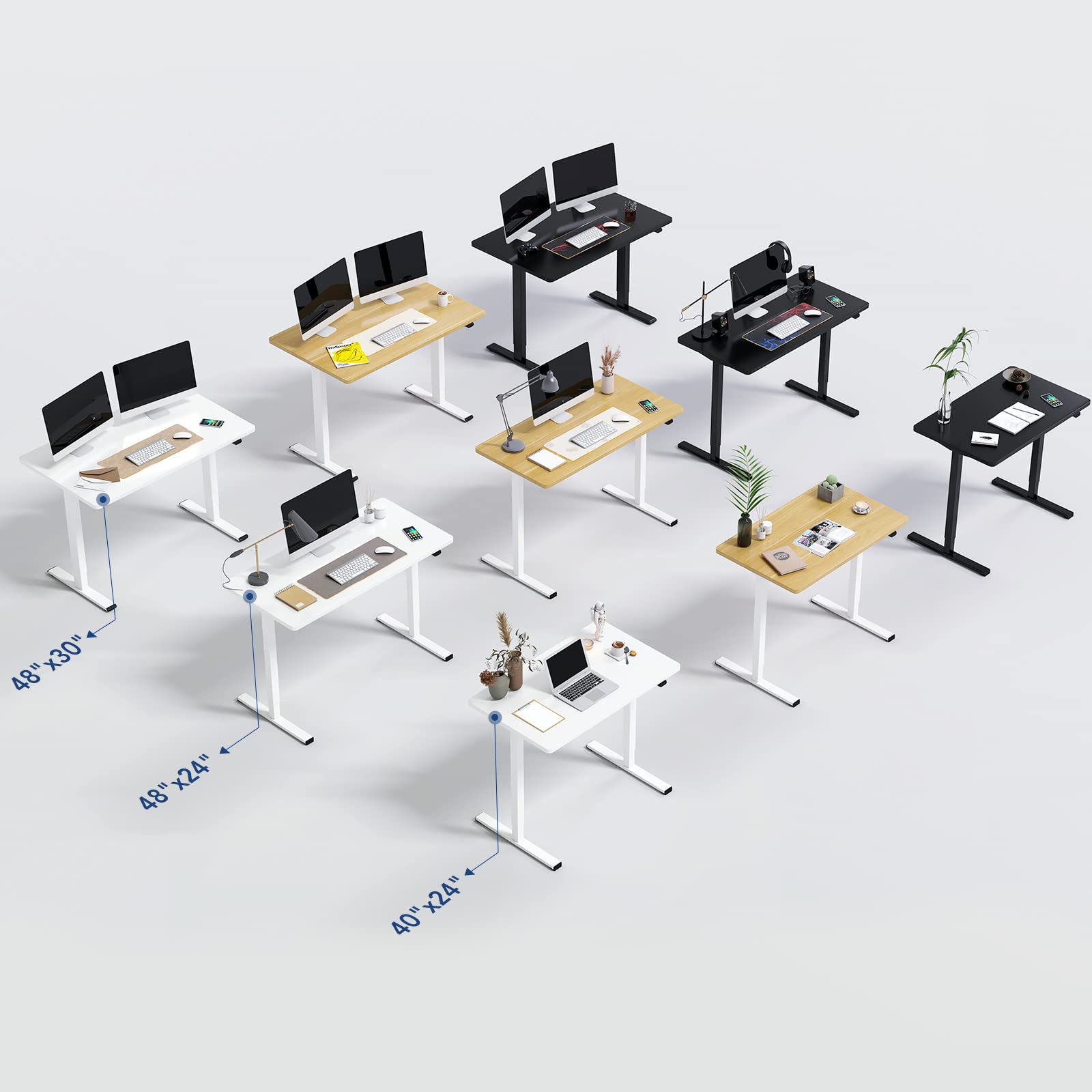 SANODESK 40 x 24 Inches Electric Standing Desk - Height Adjustable Whole-Piece Desktop with 6-Button Controller, Ergonomic Computer Desk for Home Office (White Frame + Natural Tabletop) - Perfect for Remote Work, Gaming & Study Setup