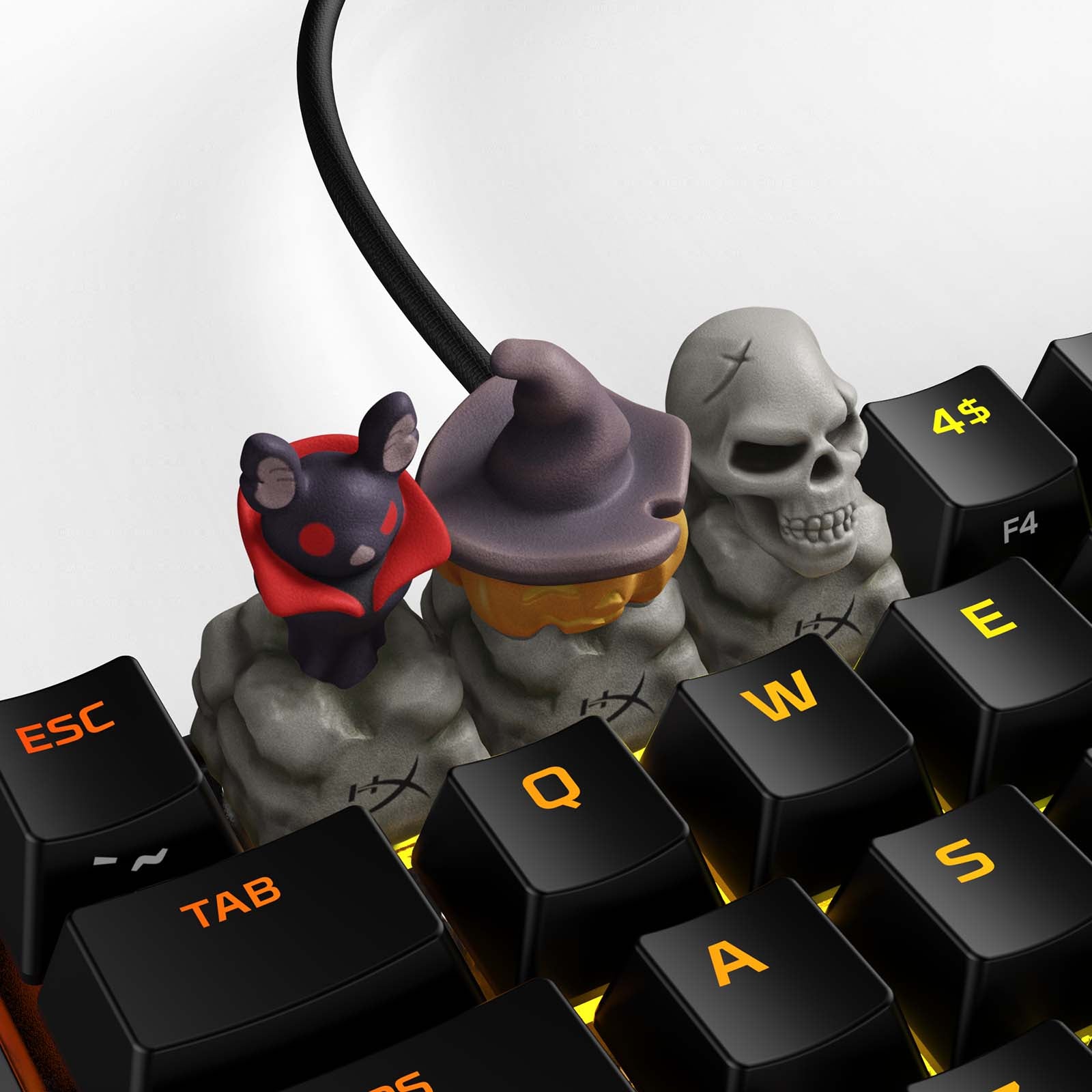 HX3D Custom Keycaps - Spooky Halloween Themed Mechanical Keyboard Keycap Set for Gaming & Typing - Perfect for Halloween Decor & Gamer Gifts