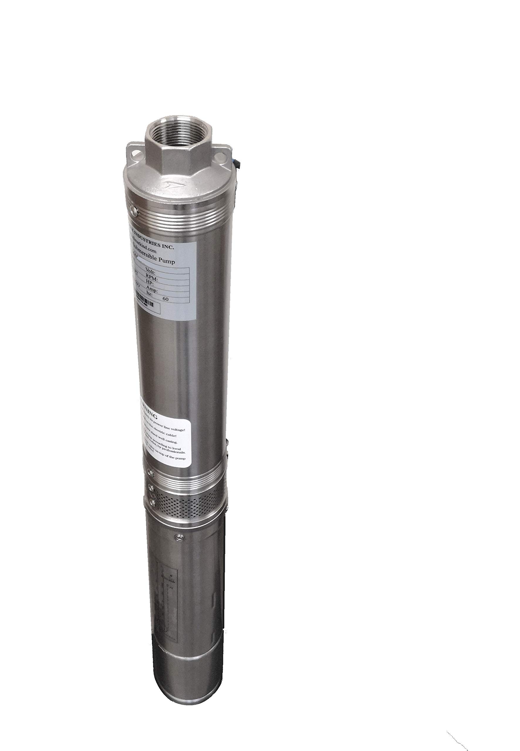 Hallmark Industries MA0343X-4A 1/2 HP Deep Well Submersible Pump - 230V, 60Hz, 25 GPM, 150ft Head, Stainless Steel, 4 Inch - Ideal for Residential Water Supply, Irrigation & Farm Use