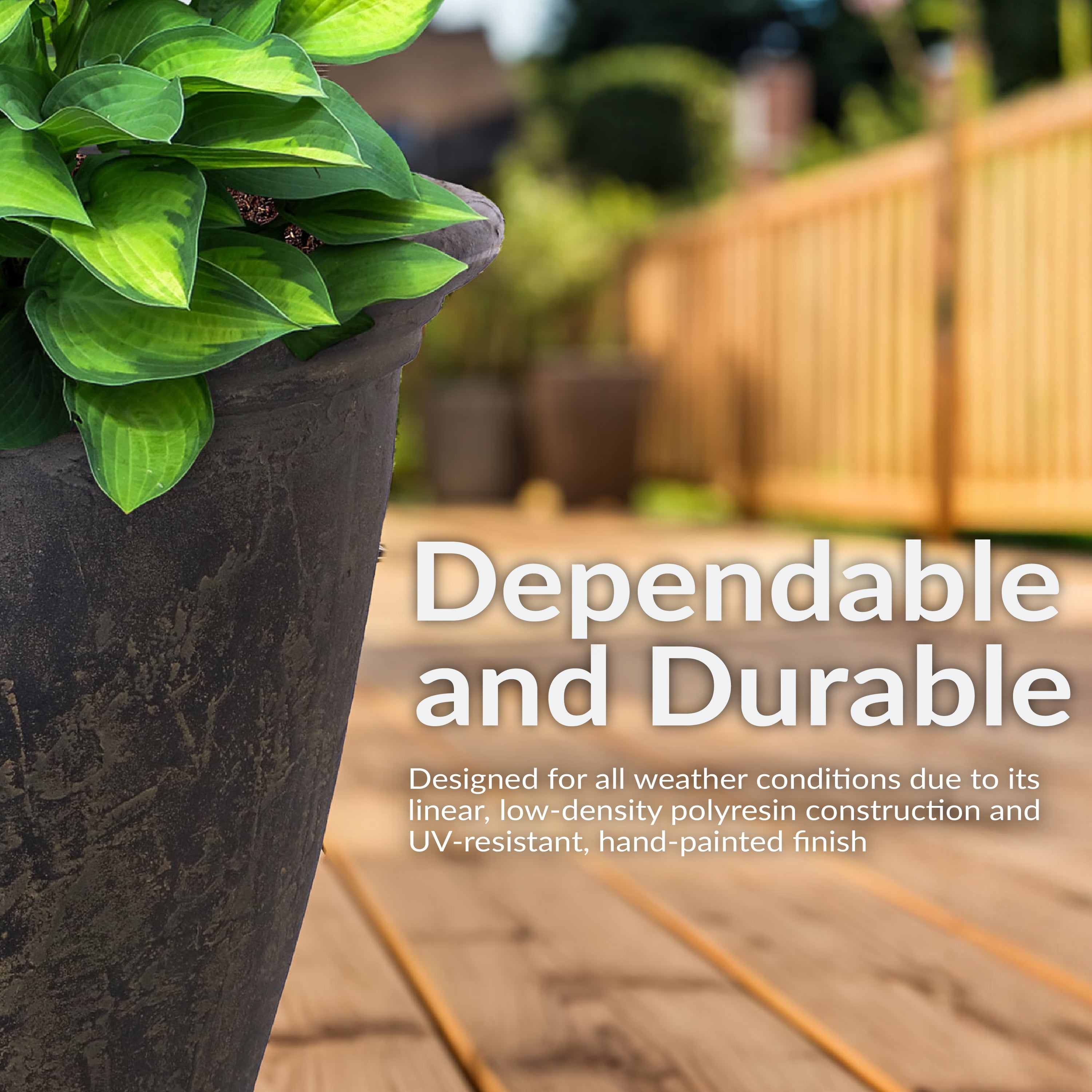 Sunnydaze Anjelica Polyresin Outdoor Flower Pot Planter - Durable Garden Decor for Patio, Balcony & Yard - Perfect for Flowers, Plants & Home Landscaping