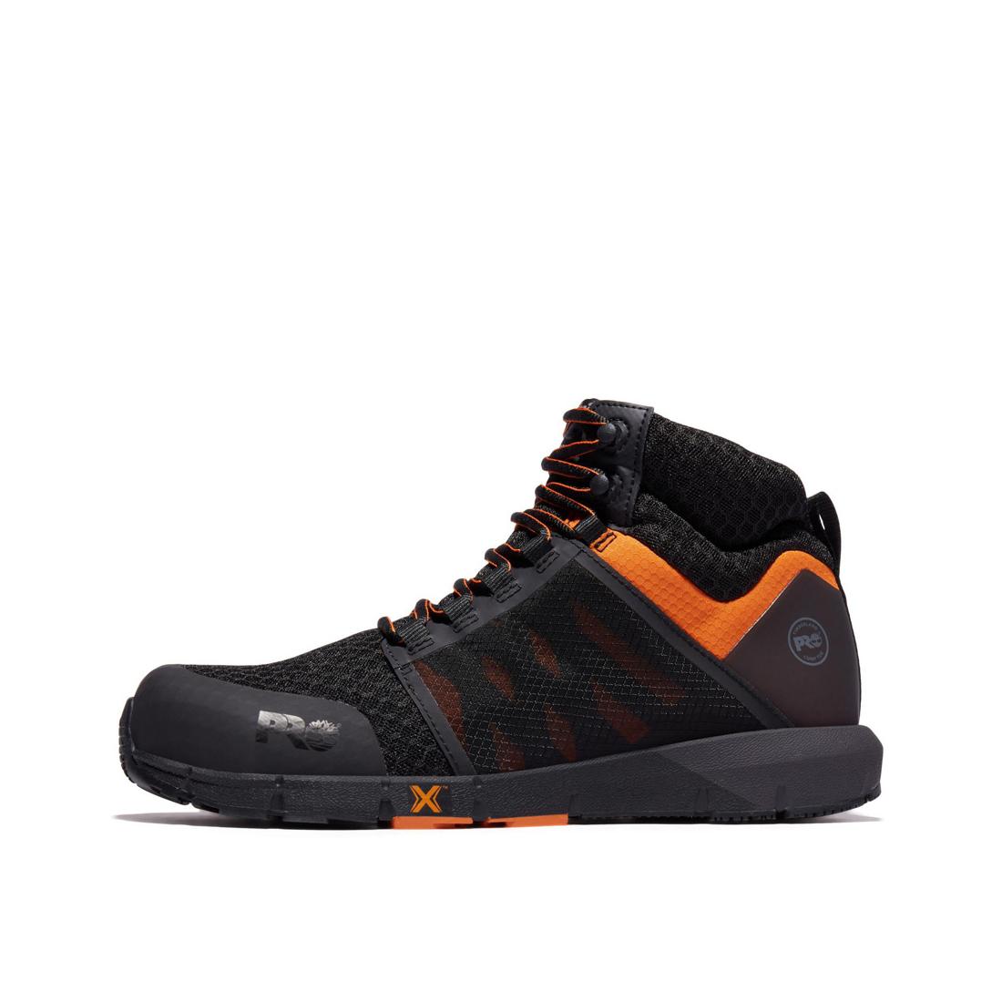Radius Composite Toe Work Boots for Men - Black/Orange Safety Shoes - Lightweight & Comfortable for Construction, Warehouse & Outdoor Work