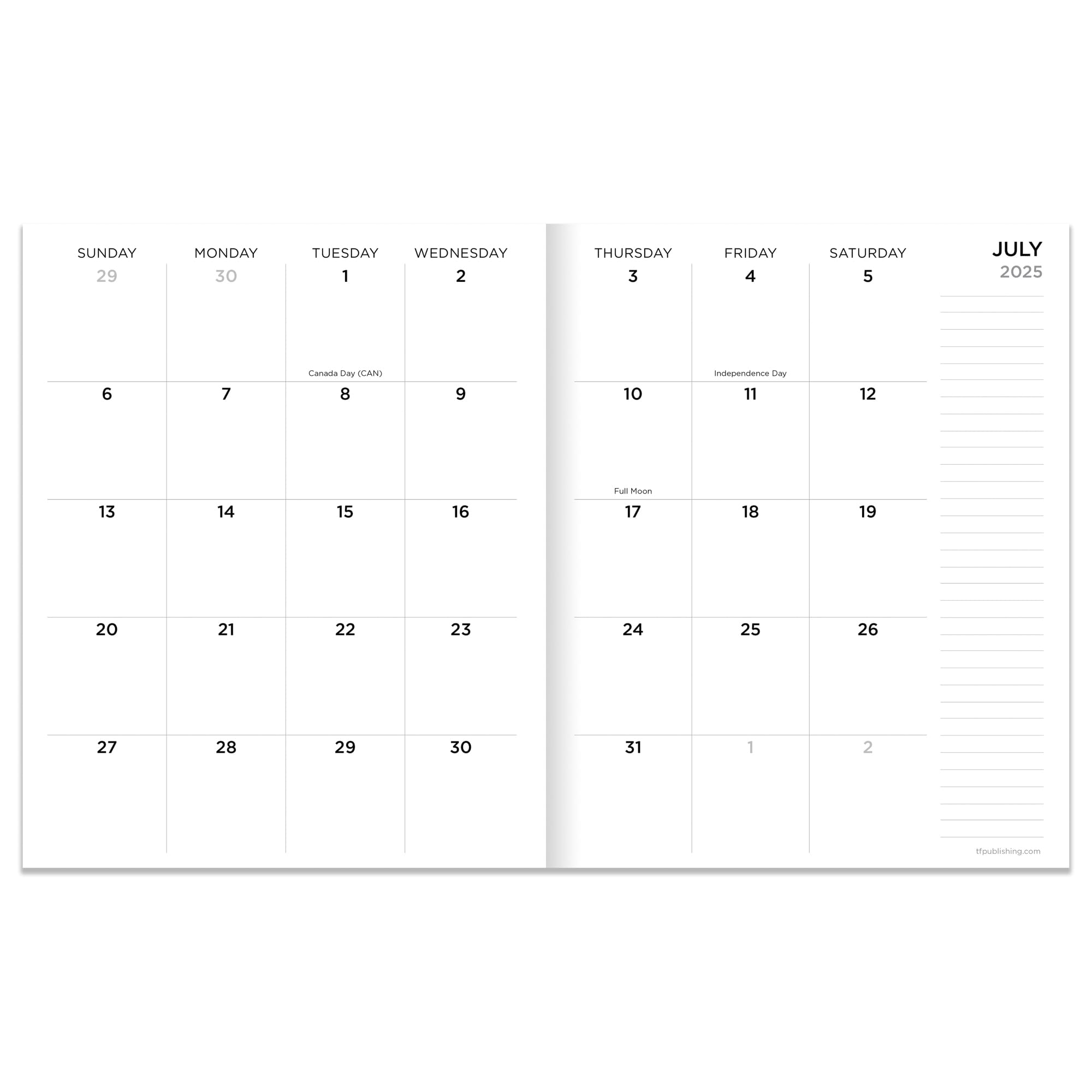 TF Publishing July 2025 - June 2026 Academic Planner | Medium Monthly Planner with 2-Page Spreads & Planning Prompts | 6.5