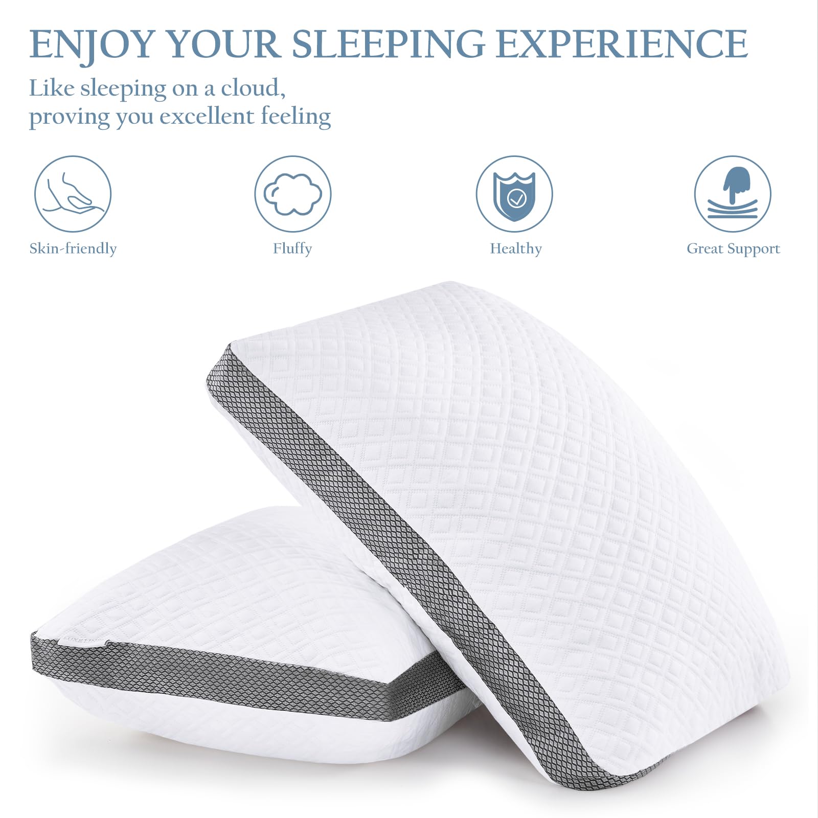 Queen Size Shredded Memory Foam Pillow - Adjustable Cooling Tencel Pillow for Side, Back & Stomach Sleepers (20x30 Inches) | Perfect for Hot Sleepers & Neck Pain Relief | Bedroom, Guest Room & Travel Use
