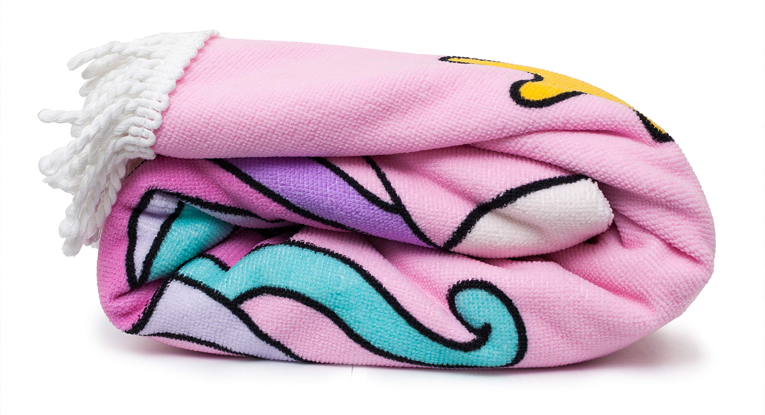 Mermaid Kisses Starfish Wishes 5 ft Round Ultra Soft & Absorbent Microfiber Beach Towel Blanket with Tassels - Perfect for Beach, Pool, Picnic, Yoga & Outdoor Activities