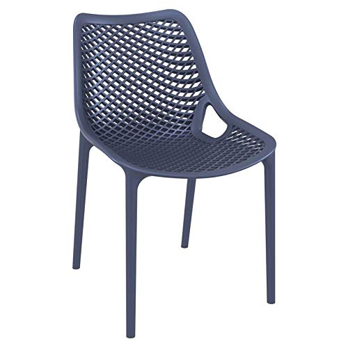 Pemberly Row Modern Outdoor Patio Dining Chair - Dark Gray Weather-Resistant - Perfect for Backyard, Garden & Poolside Dining