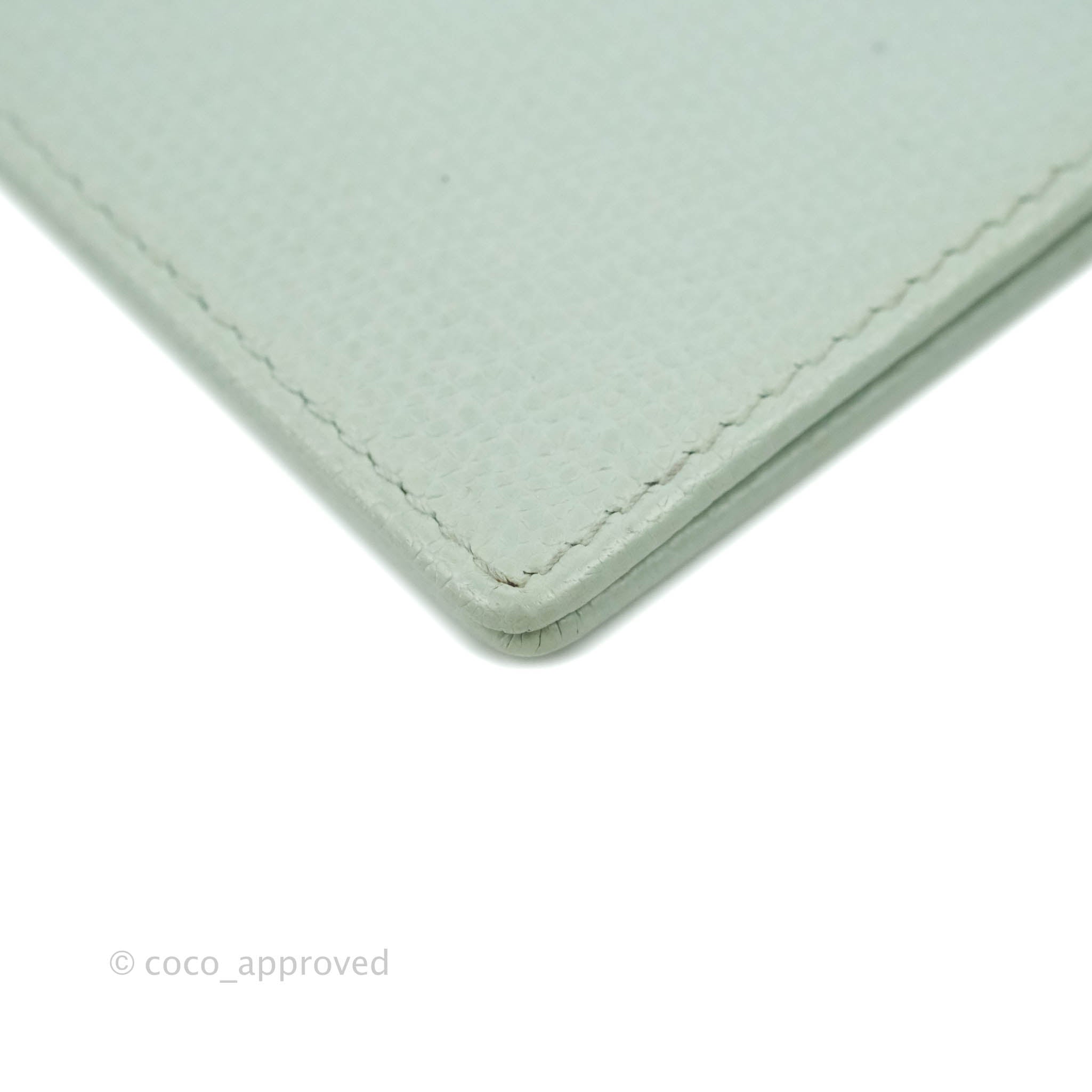 Chanel Tiffany Blue Grained Leather Card Holder - Luxury Compact Wallet for Credit Cards & Cash - Perfect for Everyday Use, Travel & Gifting