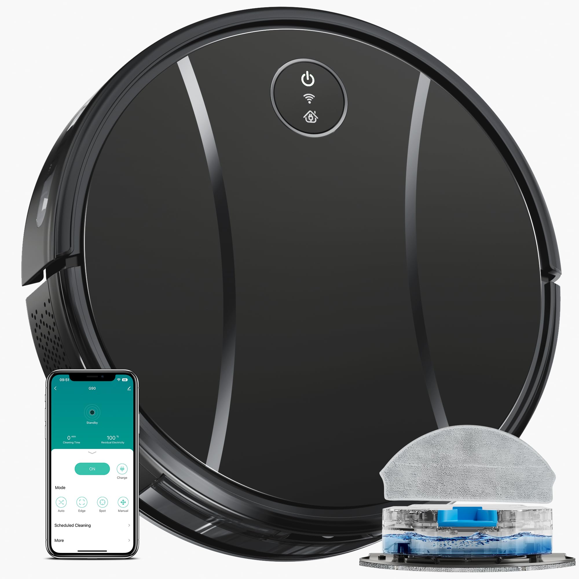 4200Pa Powerful Robot Vacuum and Mop Combo with Self-Charging - Smart Robotic Cleaner for Hard Floors, Low Pile Carpets & Pet Hair - App, Voice & Remote Control - Perfect for Smart Homes, Pet Owners & Busy Families