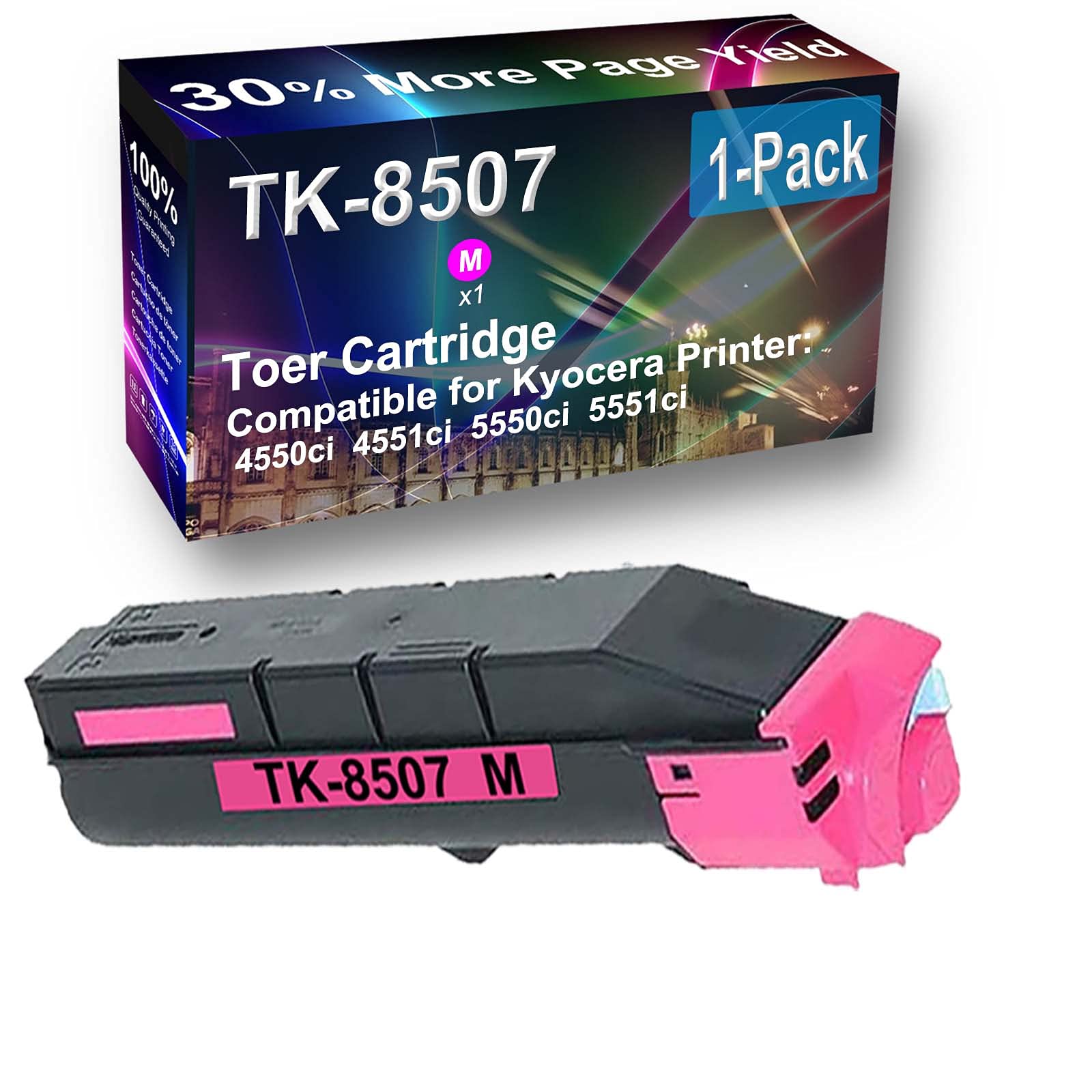 High Yield TK8507 (TK-8507M) Compatible Magenta Laser Toner Cartridge - 1 Pack for Kyocera-Mita TaskAlfa 5551ci Printer | Perfect for Office Printing, Document Reproduction & High-Volume Business Use