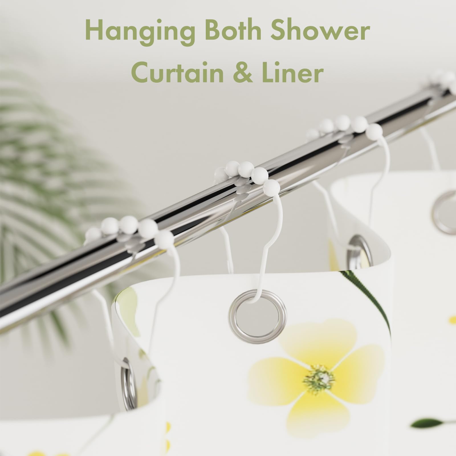 Amazer 12-Pack Rust-Resistant Stainless Steel Shower Curtain Hooks - Decorative Bathroom Hooks for Shower Rods, Polished White Finish - Perfect for Bathroom, Spa, and Hotel Decor