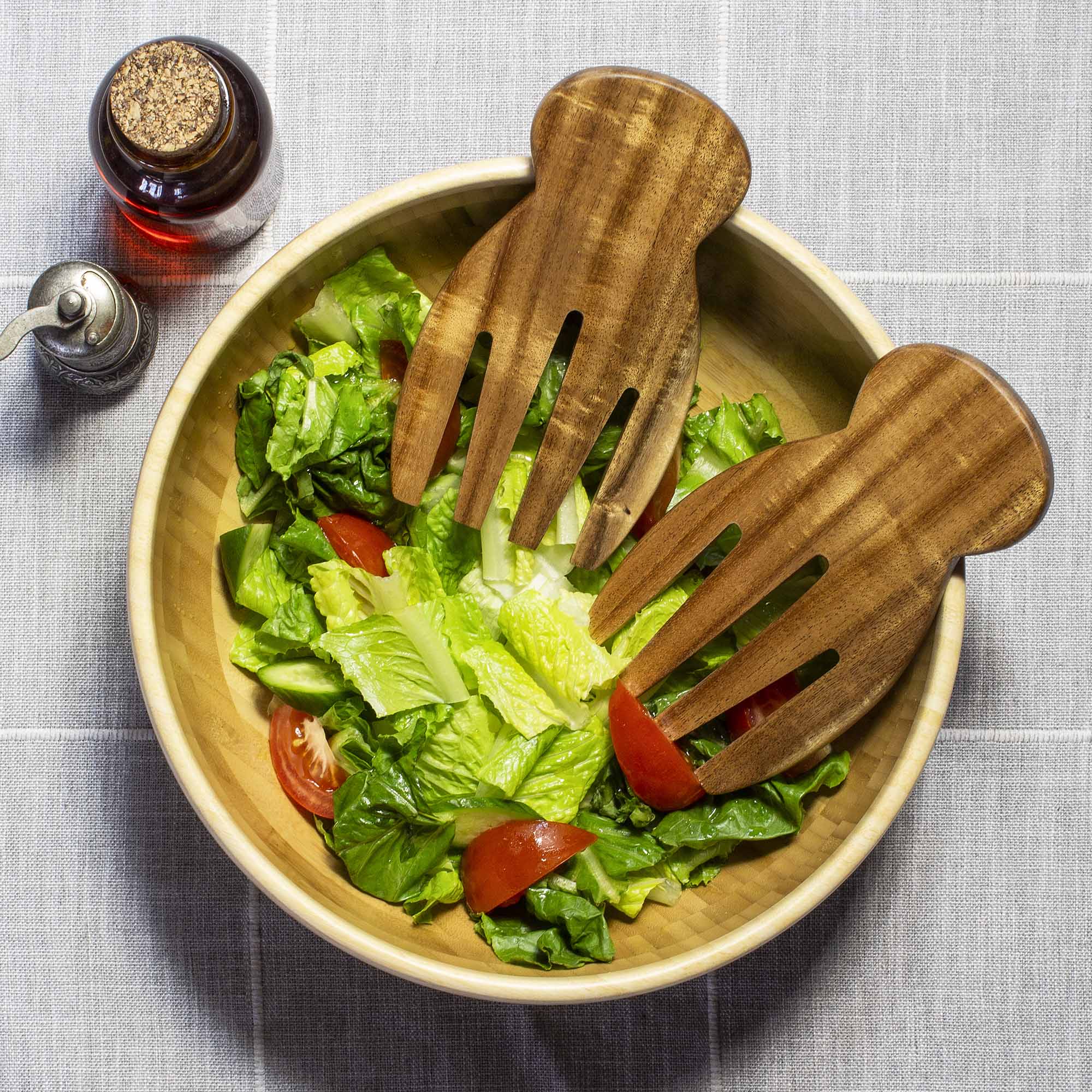 TB Home® Acacia Wood Salad Hands Set - Wooden Salad Servers for Toss & Serve - Perfect for Dinner Parties, BBQ, Picnics & Healthy Eating