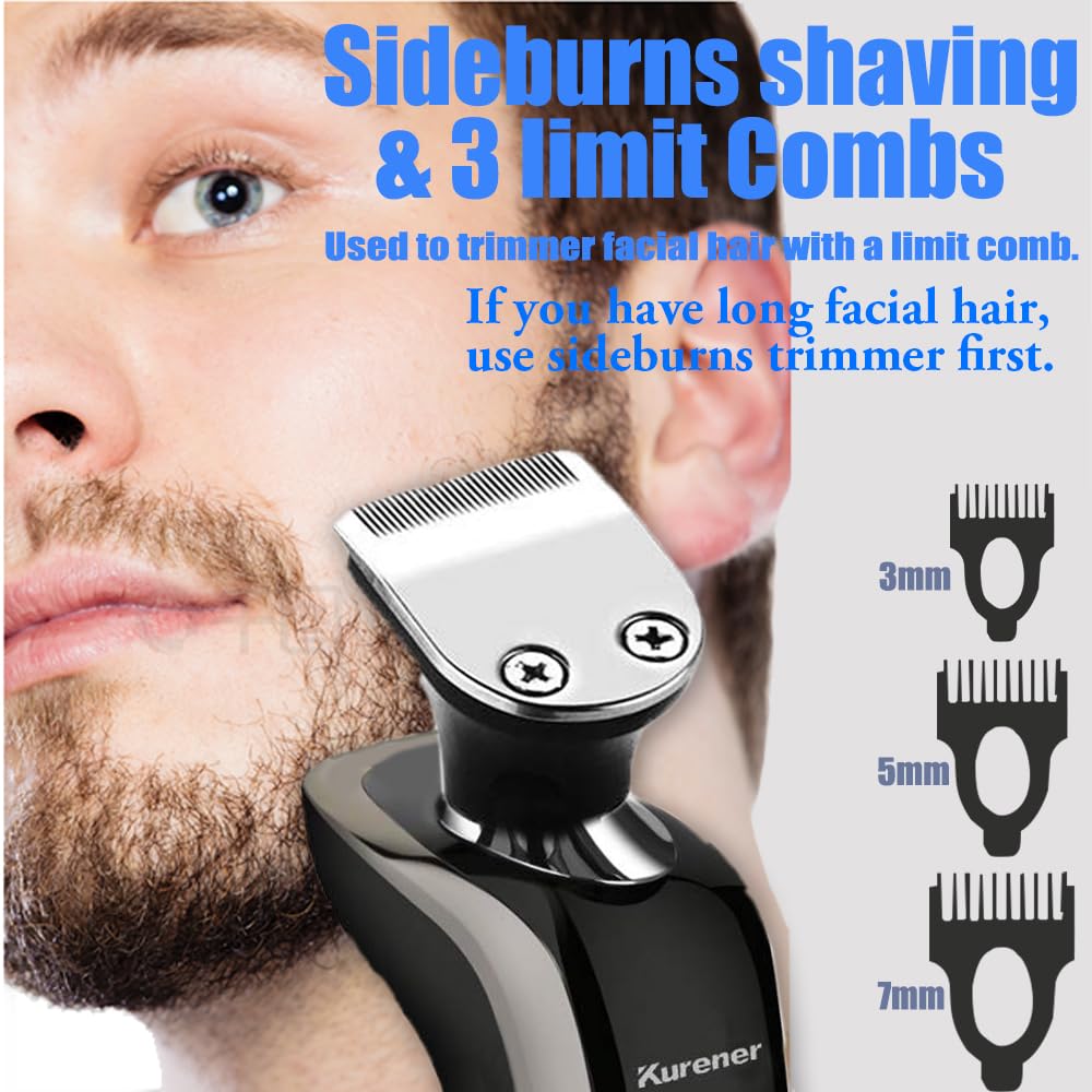 Rechargeable Electric Shaver for Men - 100% Waterproof Rotary Shaving System with Nose Trimmer, Sideburns Trimmer & Face Cleaning Brush - Perfect for Travel, Gym & Daily Grooming