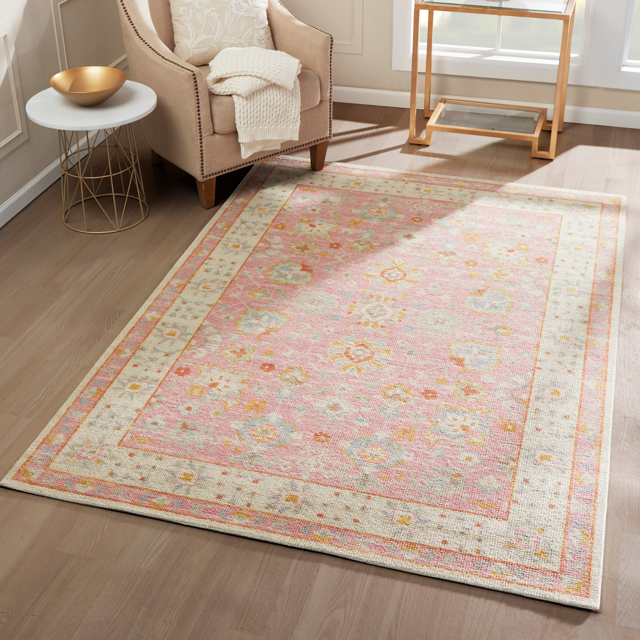 Ana Pink Wool Area Rug - Soft & Durable Handmade Wool Rug for Living Room, Bedroom, or Nursery - Perfect for Cozy Home Decor