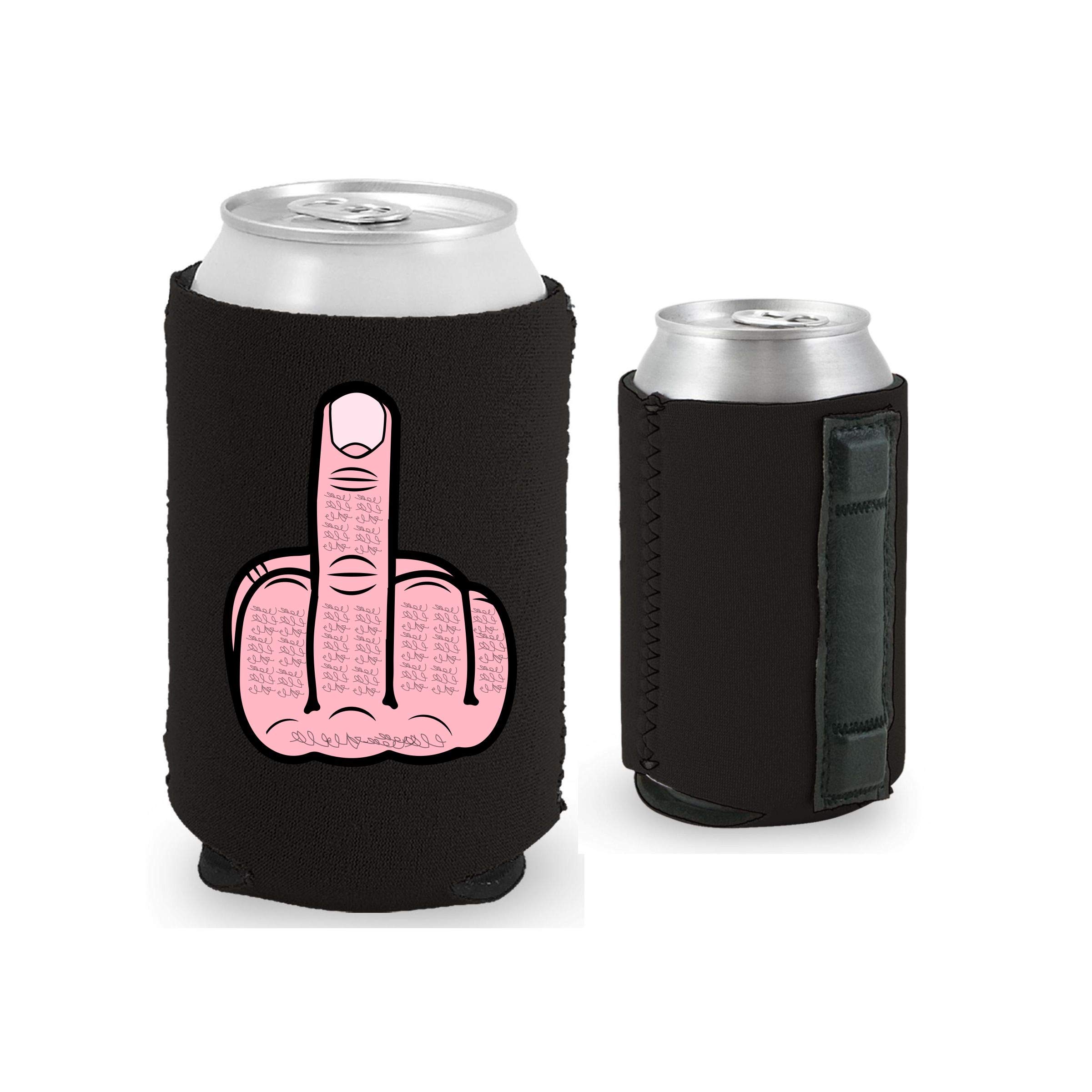 Middle Finger Magnetic Can Cooler (1 Pack, Black) - Funny Insulated Beer Can Holder for Parties, Gifts & Outdoor Events