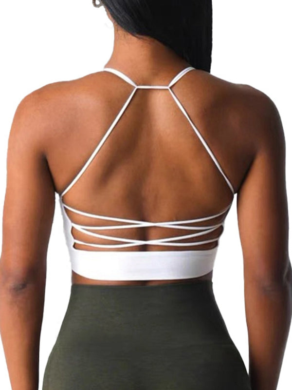 ZASUWA Women's Cross Back Yoga Sports Bra - High Support Workout Top for Running, Gym & Activewear - Comfortable & Breathable for Fitness & Yoga