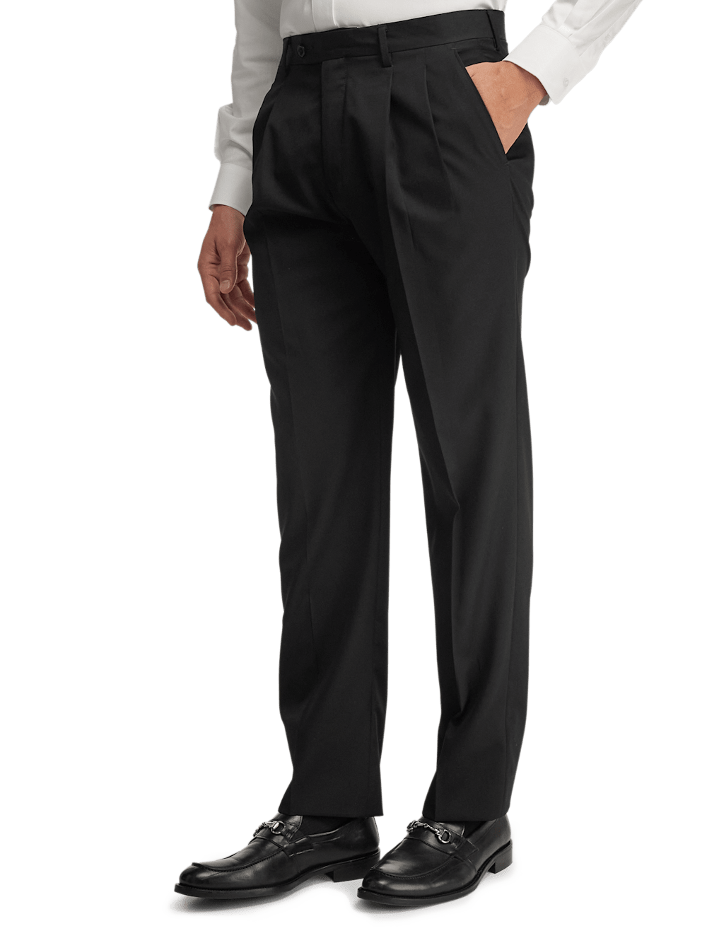 Premium Wool Gabardine Dress Pants for Men - Classic Black Formal Trousers for Office, Business & Wedding Occasions