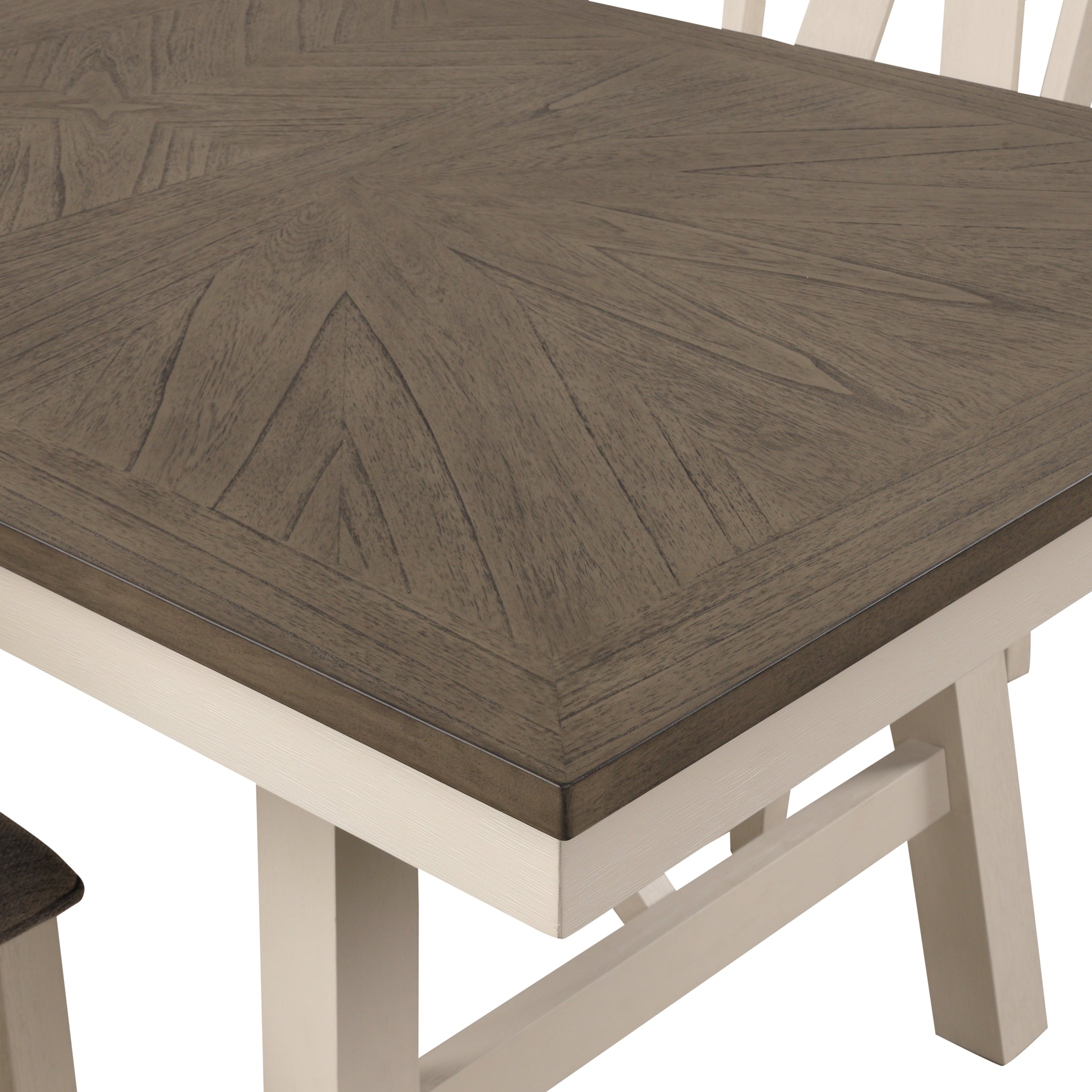 Roundhill Furniture Fasena 6-Piece Rustic Dining Set with Trestle Table, 4 Chairs & Bench in Gray & Off-White - Perfect for Farmhouse Kitchens, Dining Rooms & Outdoor Entertaining