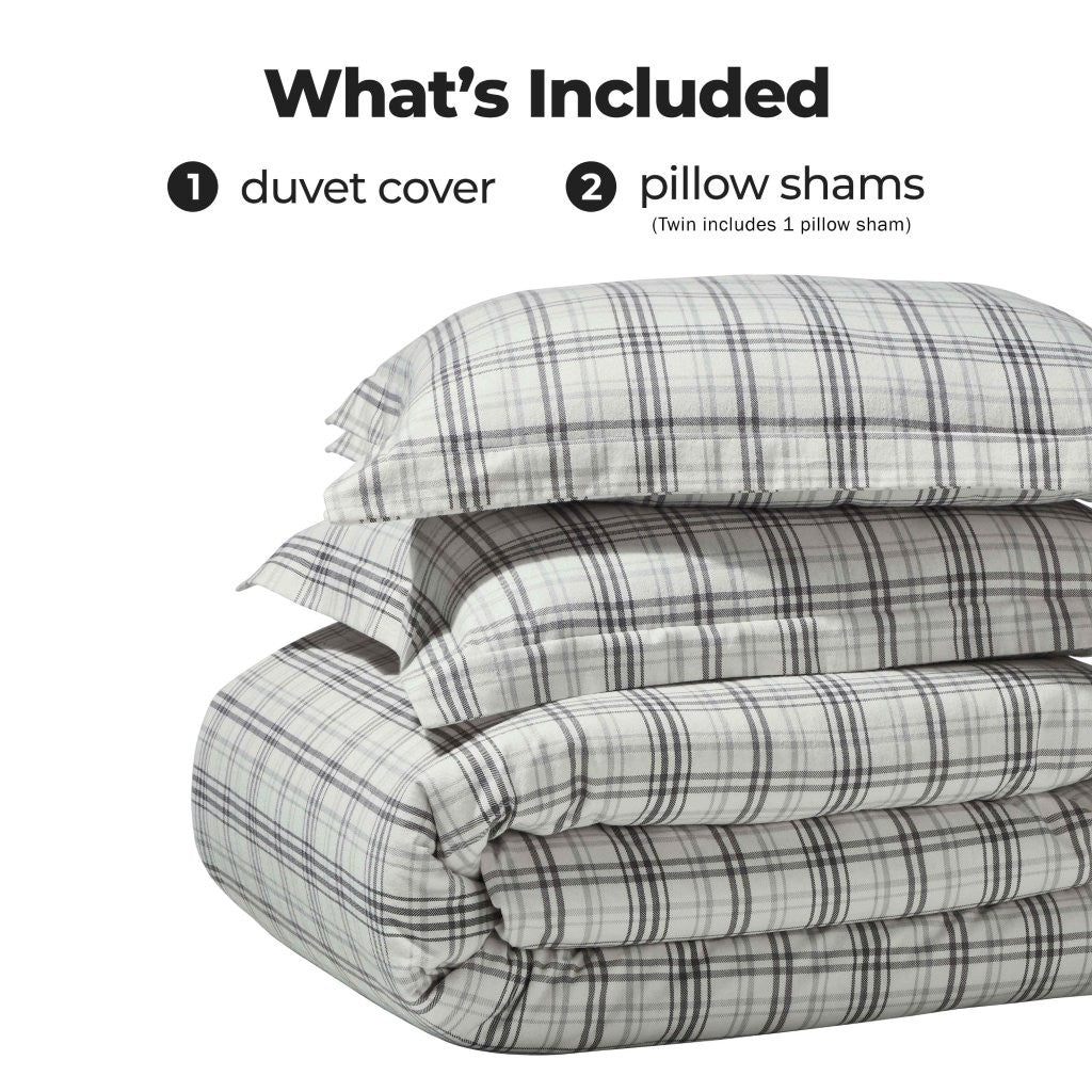 Soft Plaid Flannel Cotton Duvet Cover Set - Classic Farmhouse Style for Cozy Bedroom Decor | Perfect for Winter, Guest Rooms & Rustic Home Styling