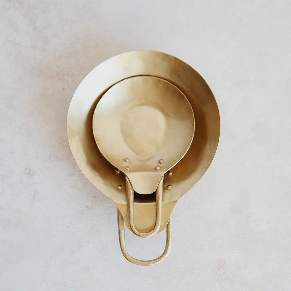 Hand Forged Brass Spoon Rest Set - 3 Piece Kitchen Utensil Holder for Cooking, Serving & Countertop Display
