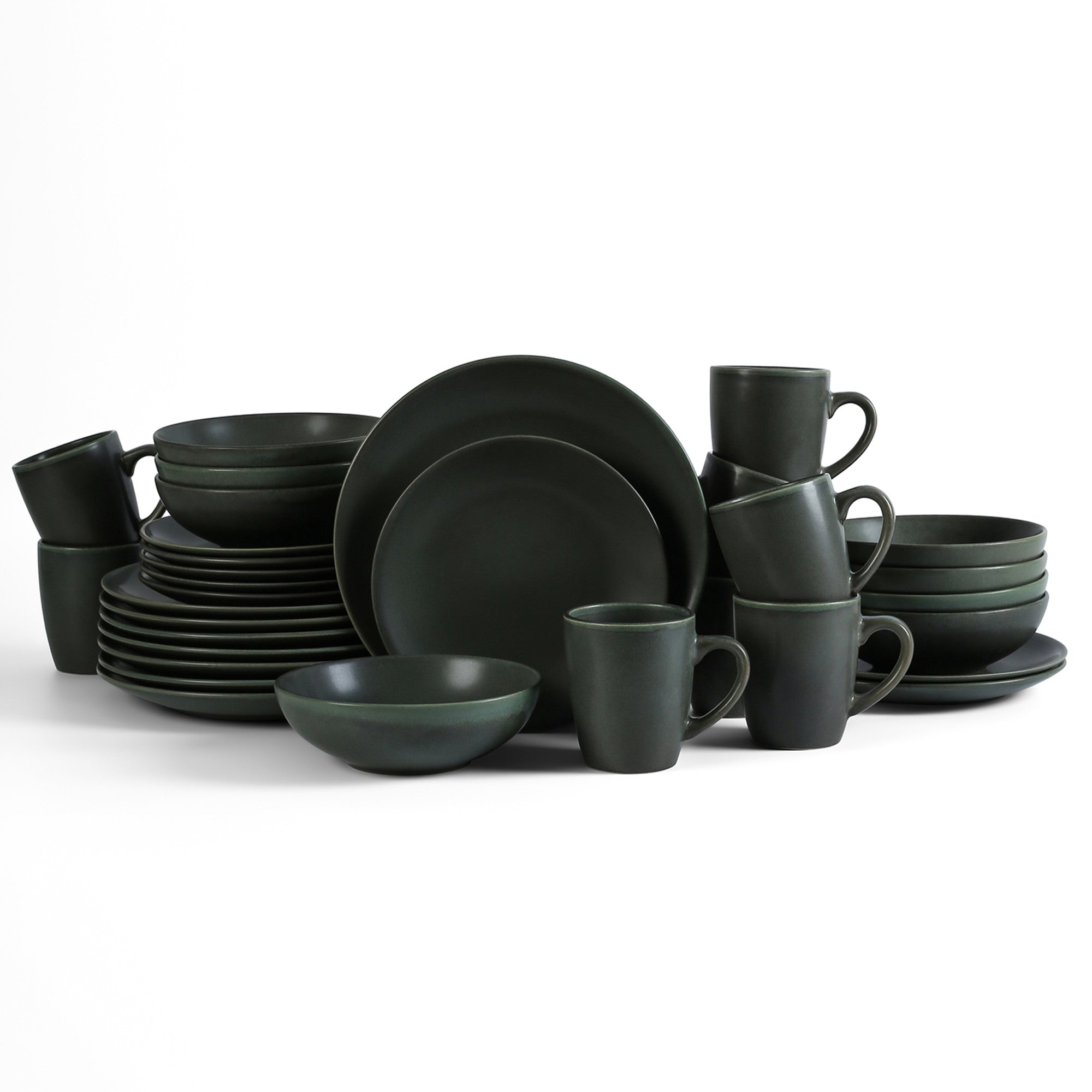Premium Grao Stoneware Dinnerware Set - Eco-Friendly Green Dinner Plates, Bowls & Mugs - Perfect for Family Dinners, Restaurant Use & Special Occasions