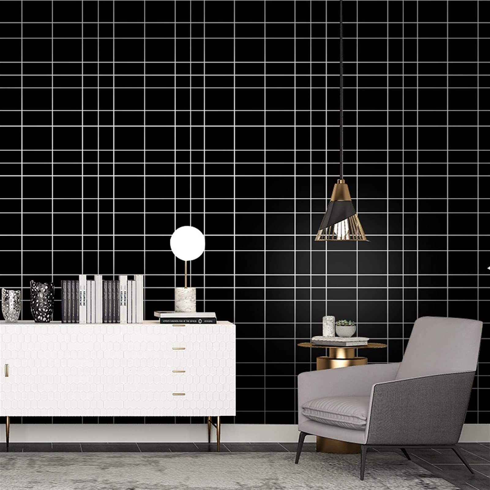 Nordic Minimalist Modern Brick Pattern Wallpaper - Self-Adhesive PVC Wall Stickers for Living Room, Bedroom & Clothing Store Decor (Color: A) | Easy Peel & Stick Home Improvement Solution