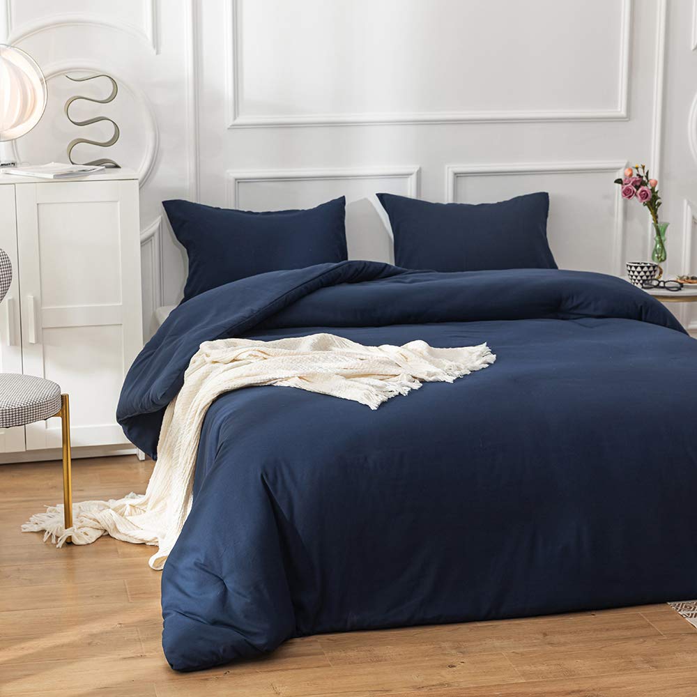Luxlovery Navy Blue Comforter Set King Size - Soft, Breathable & Lightweight Dark Blue Blanket Quilts for Bedroom - Perfect for All Seasons, Cozy Sleep & Home Decor