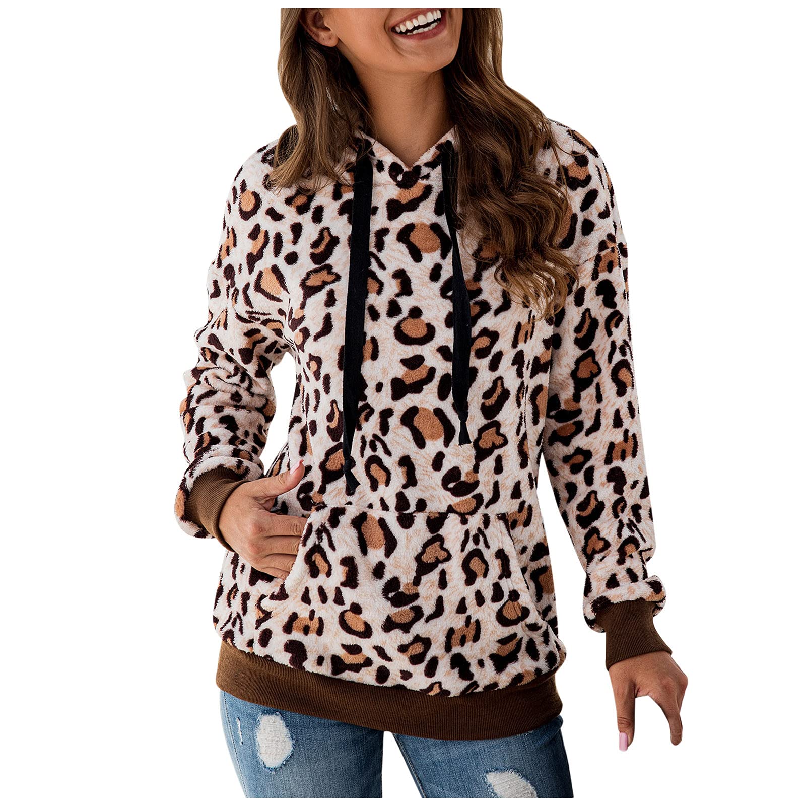 Women's Winter Fleece Jacket - Soft Fuzzy Pullover Hoodie with Full-Zip, Casual Relaxed Fit for Outdoor Activities & Cozy Home Wear