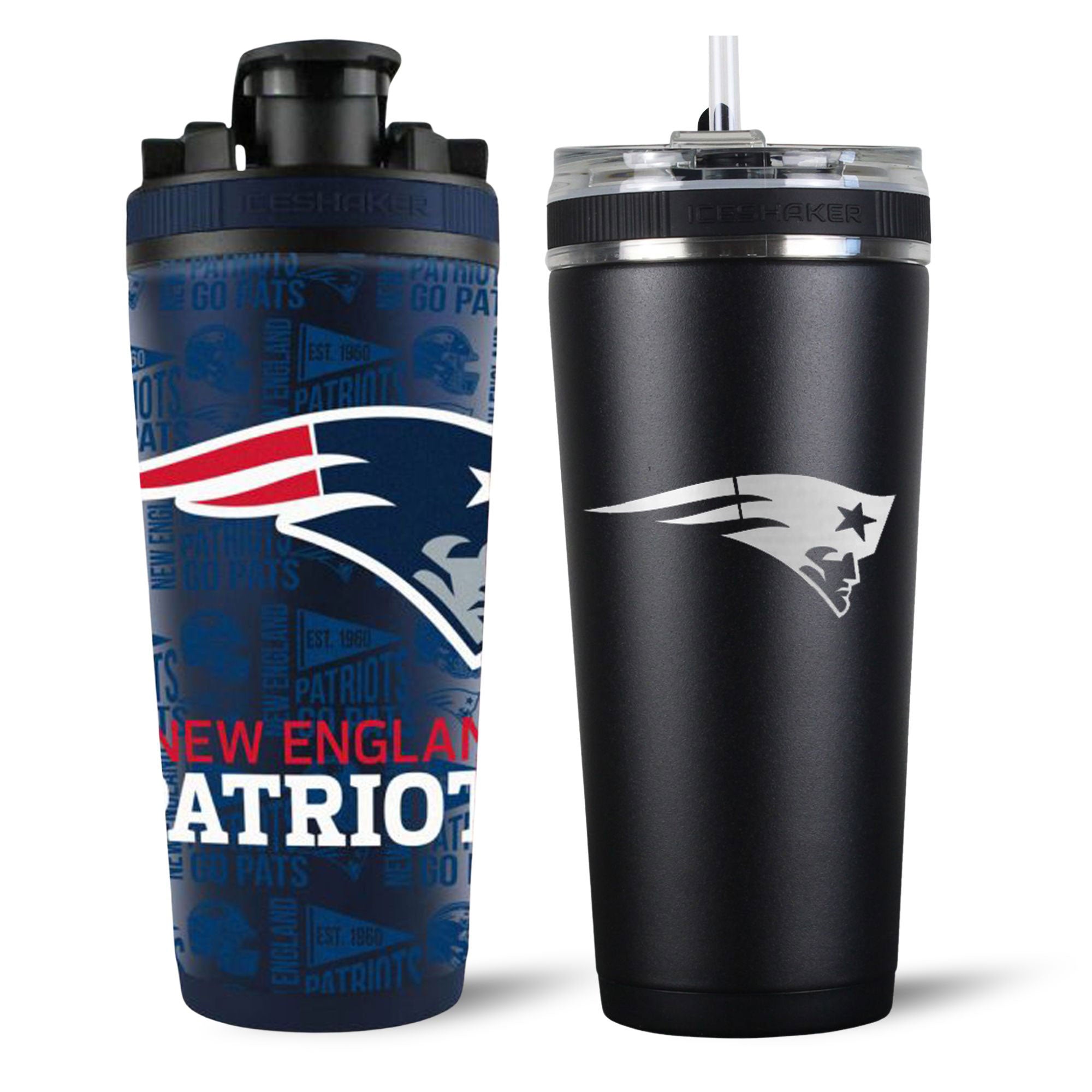 New England Patriots 4D Shaker & Flex Bottle Bundle - Official NFL Team Merchandise for Workouts, Gym & Sports Hydration