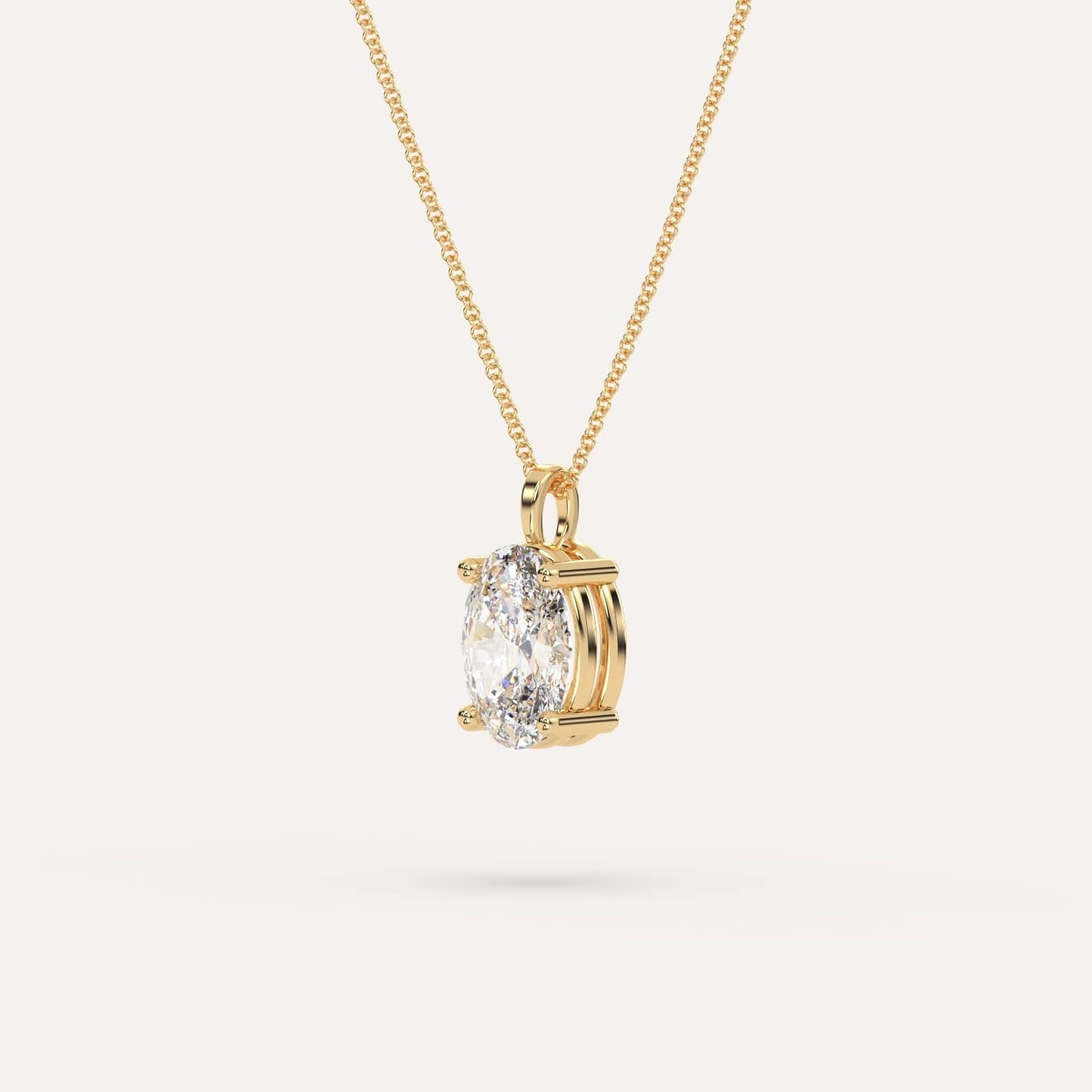 3 Carat Oval Diamond Pendant Necklace for Women - 14K White Gold Solitaire Jewelry Gift for Anniversary, Valentine's Day & Special Occasions - Perfect for Weddings, Date Nights & Formal Events