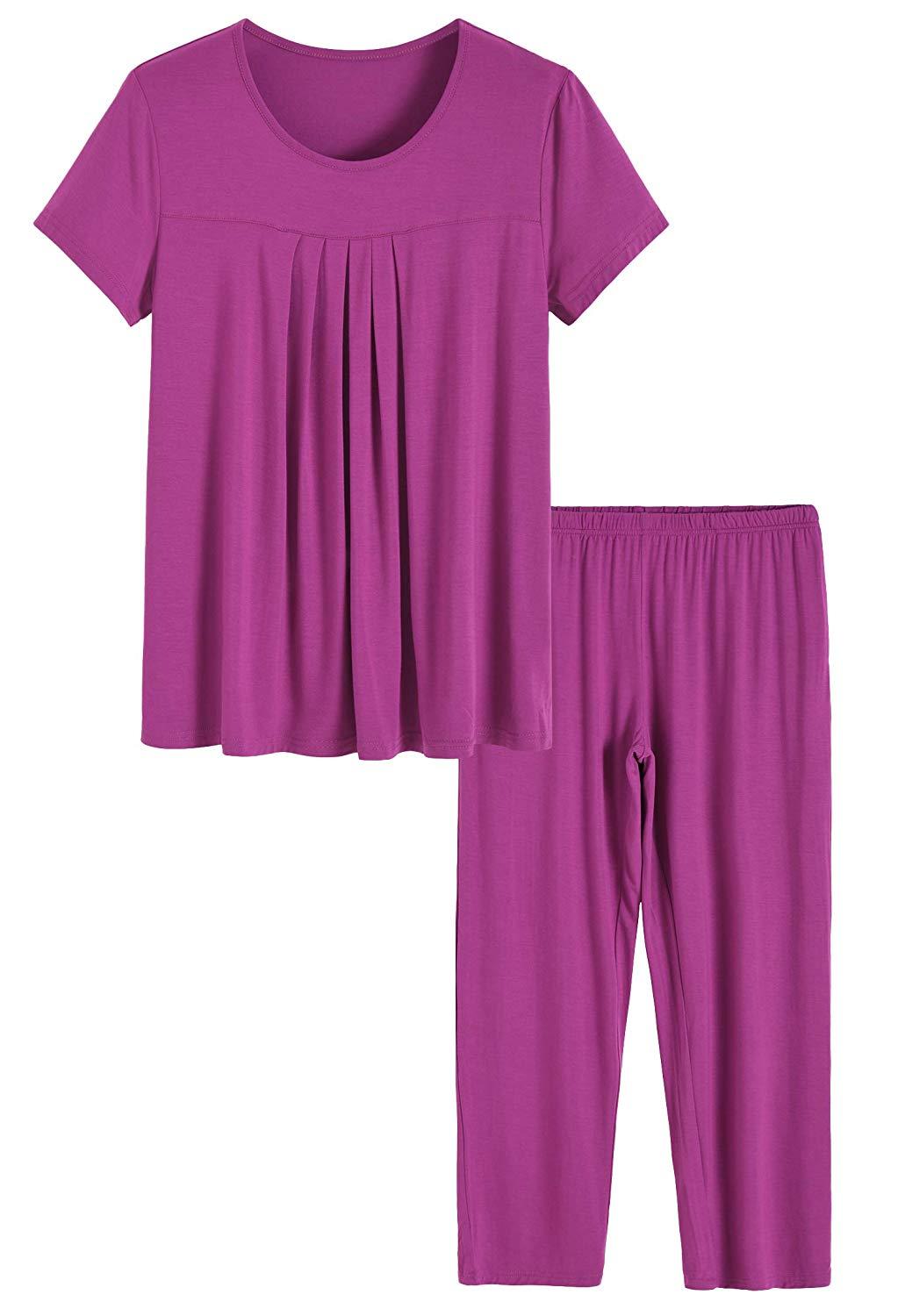 Women's Bamboo Sleepwear Set - Soft Pleated Shirt & Comfortable Pajama Pants for Women | Eco-Friendly Lounge Wear for Bedtime, Relaxation & Home Comfort
