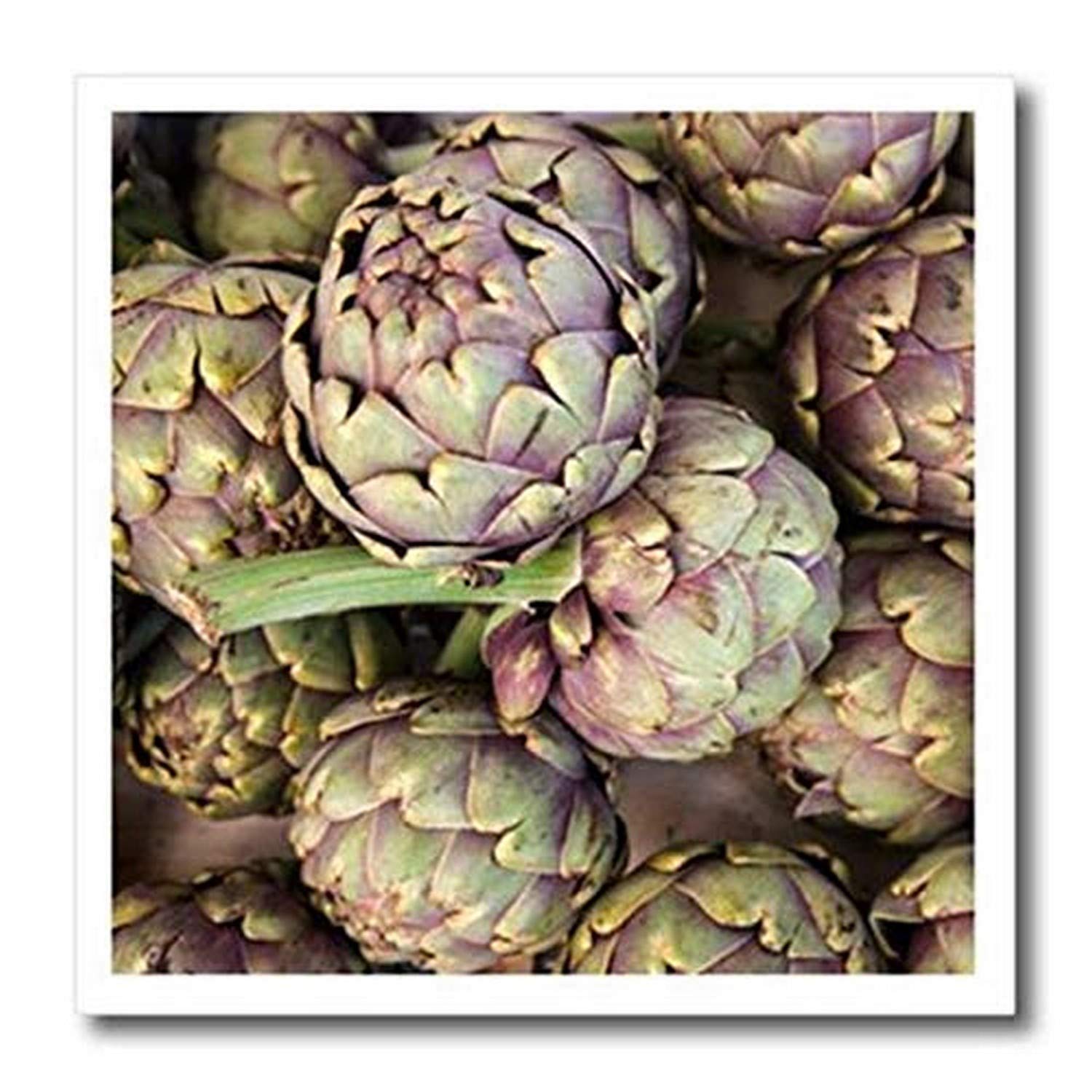 3D Rose Artichokes at The Bergerac Open Air Market Spring Iron-On Heat Transfer - 8 x 8 Inch White Fabric Decal for T-Shirts, Tote Bags & DIY Crafts