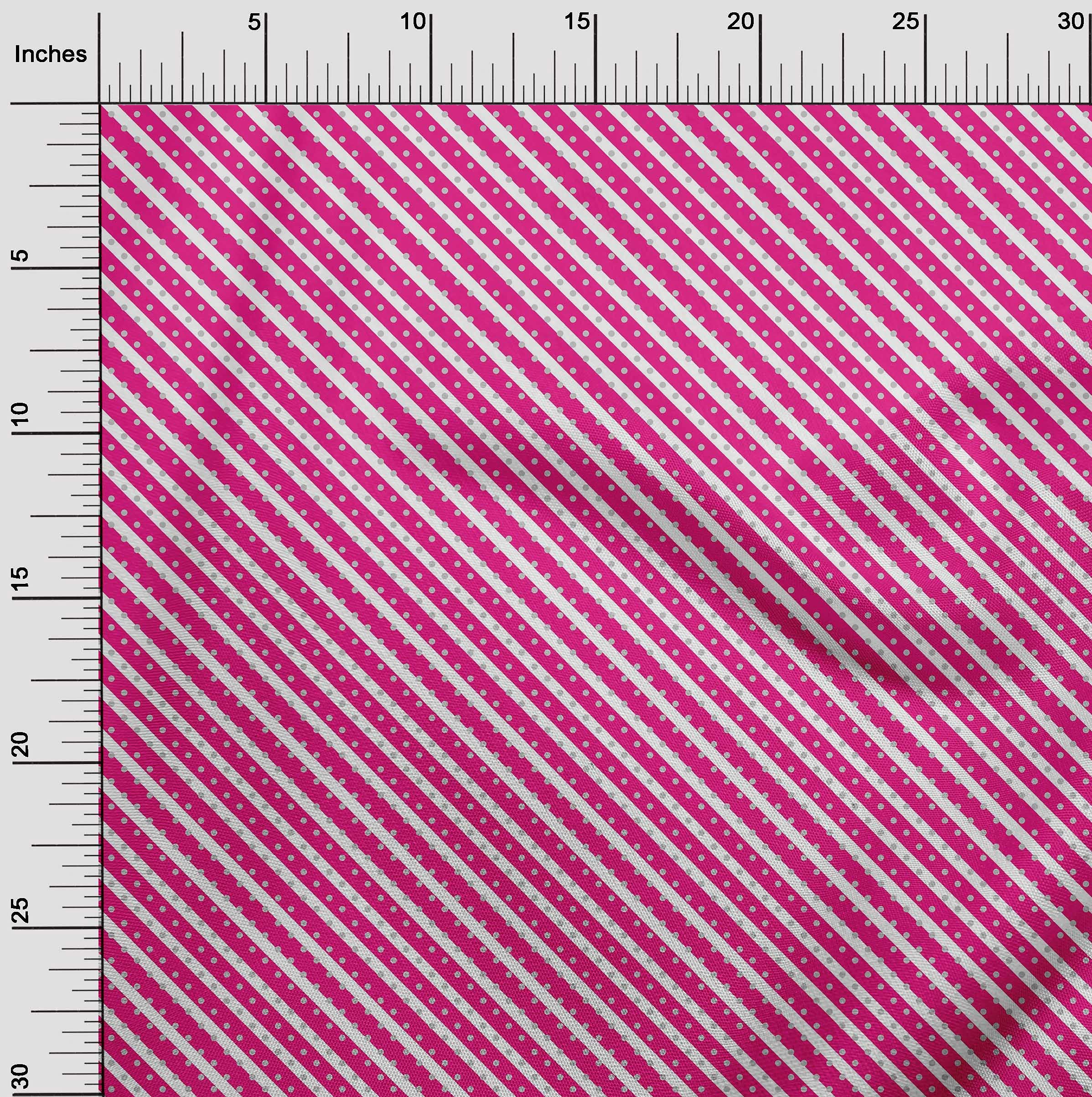 oneOone Polyester Spandex Fuchsia Pink Polka Dot Dress Fabric - 56 Inch Wide Printed Material by The Yard | Perfect for DIY Dresses, Skirts & Fashion Projects