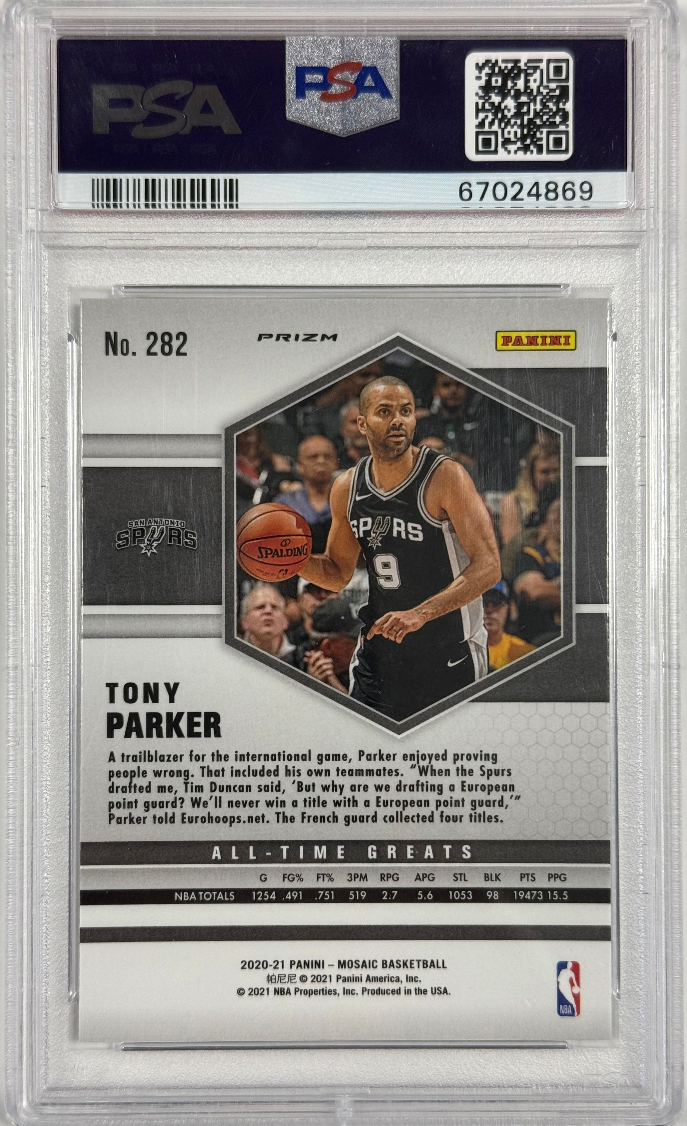 2020 Panini Mosaic Tony Parker Genesis #282 PSA 10 Basketball Trading Card - Perfect for NBA Collectors, Sports Memorabilia Fans & Investment Collectibles